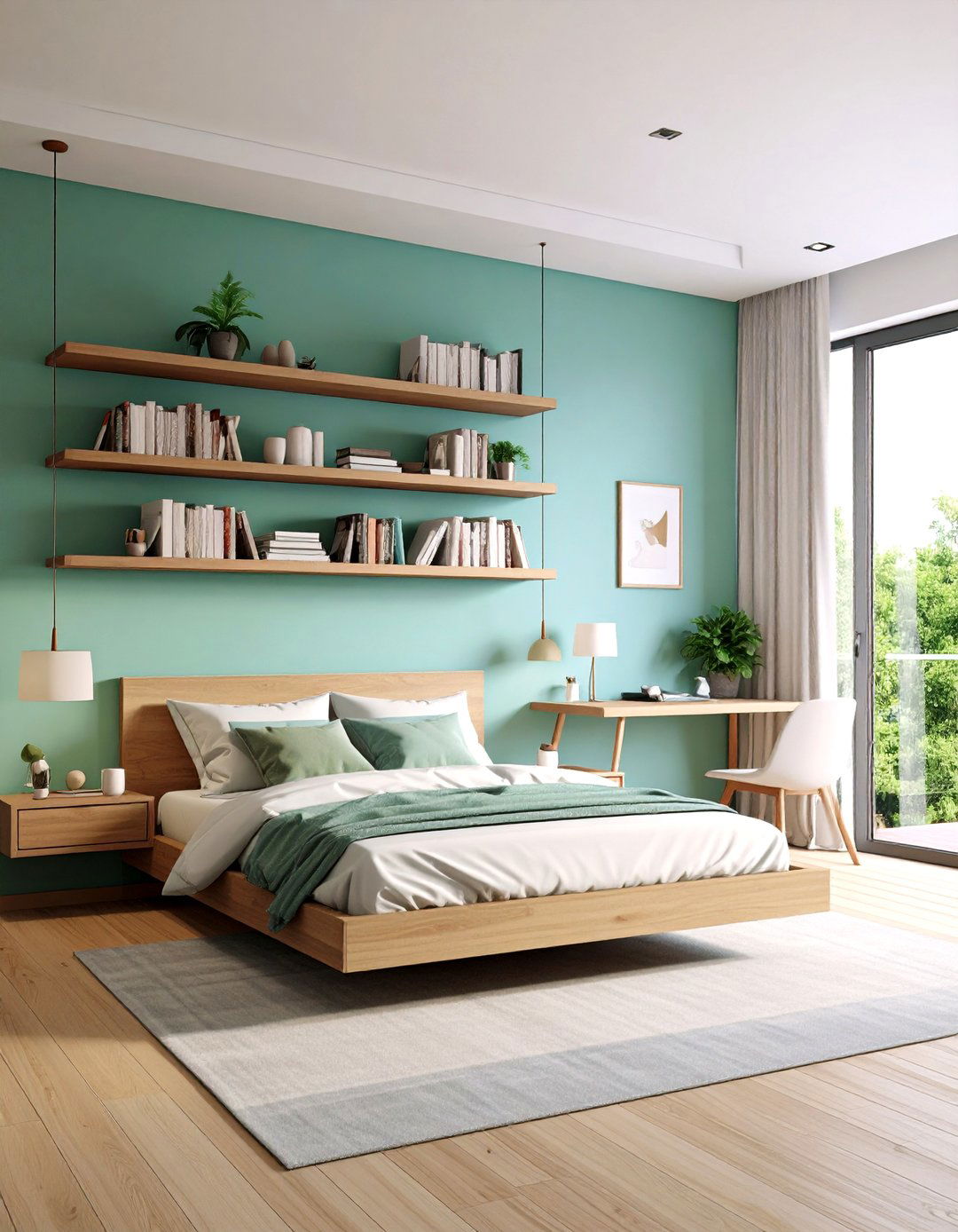 Install Floating Shelves for Vertical Storage - 20 Student Bedroom Design Ideas