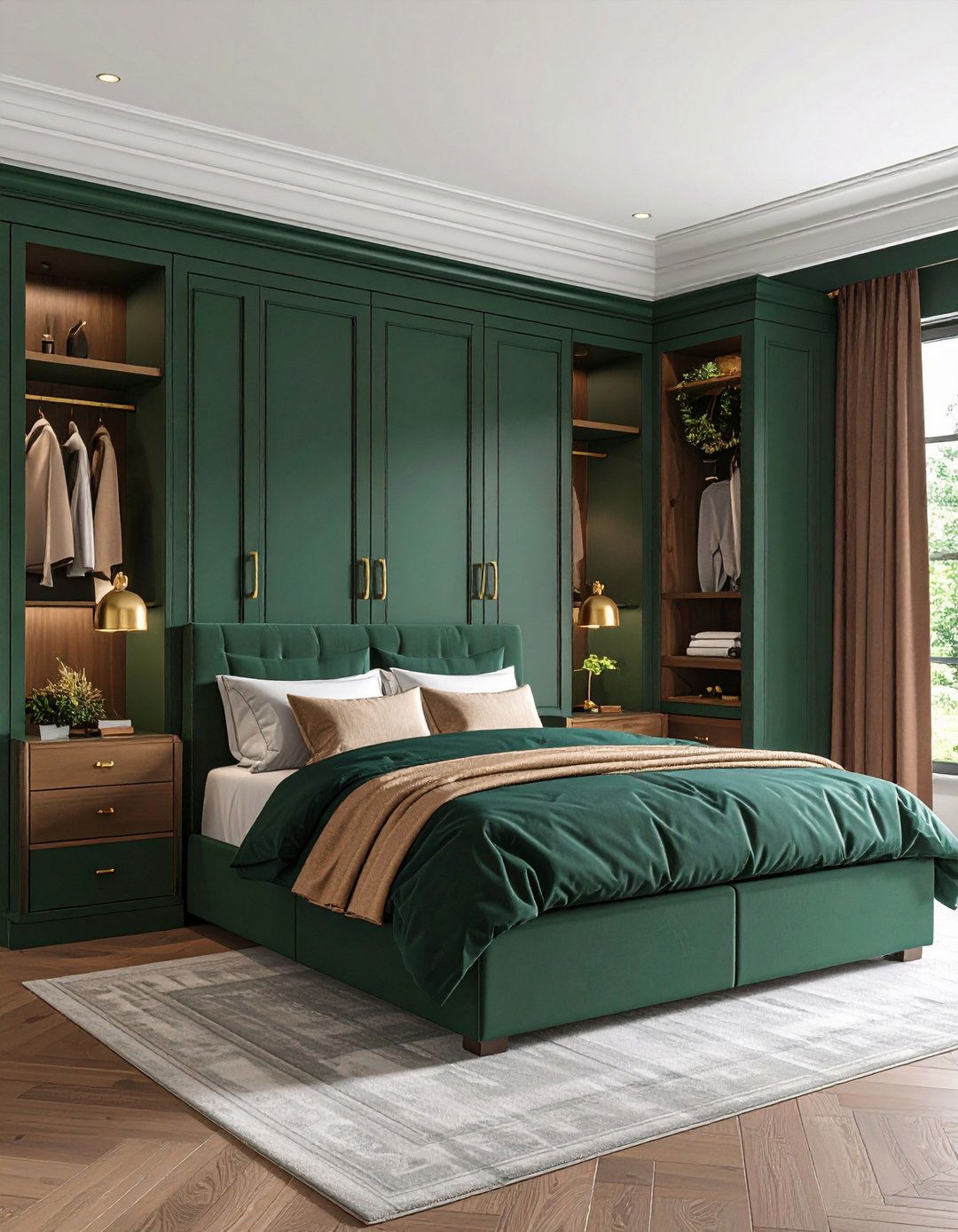 Install Forest Green Bedroom Built In Wardrobes for Seamless Storage - 20 Forest Green Bedroom Ideas