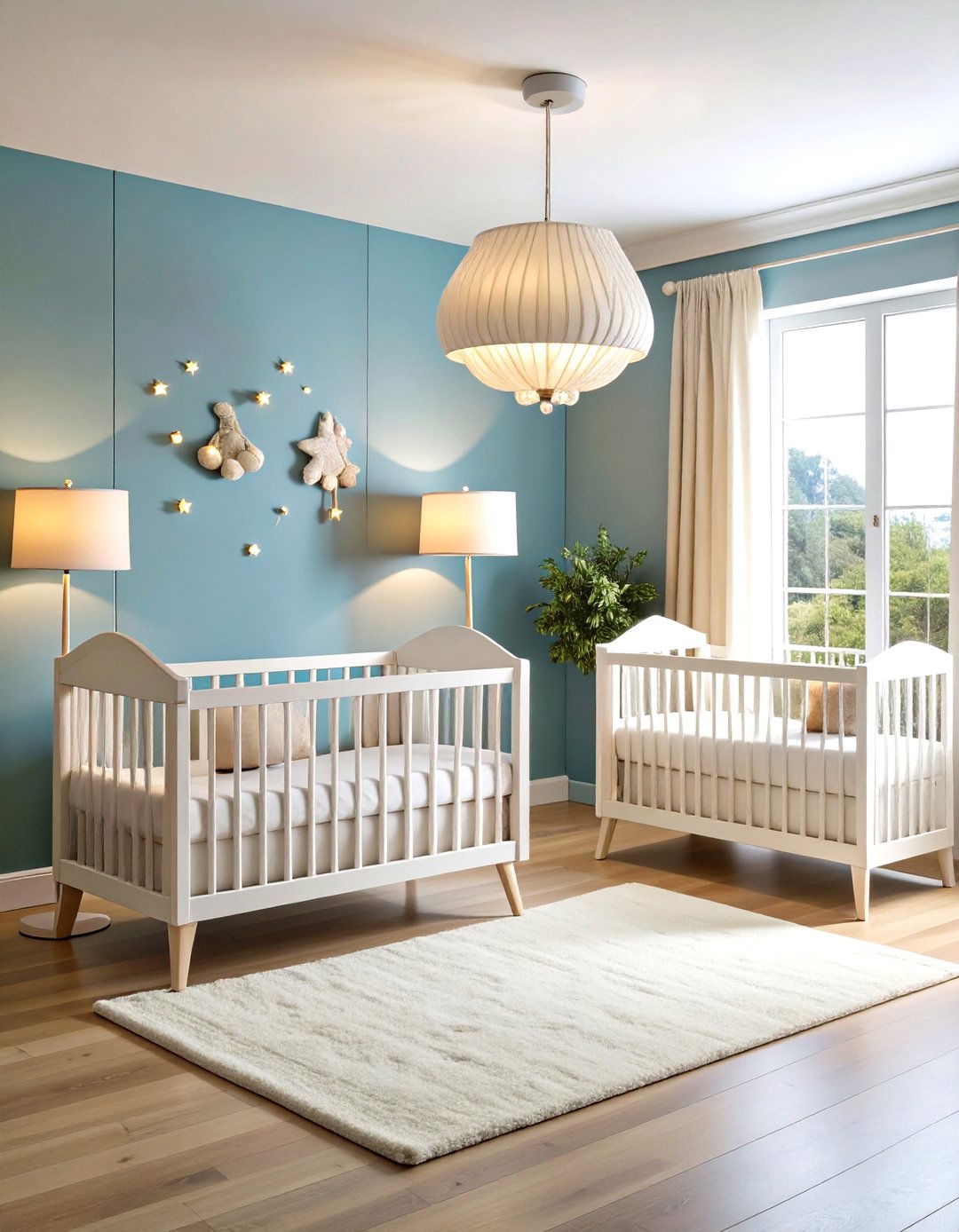 Install Gentle Adjustable Lighting - 20 Twin Nursery Ideas