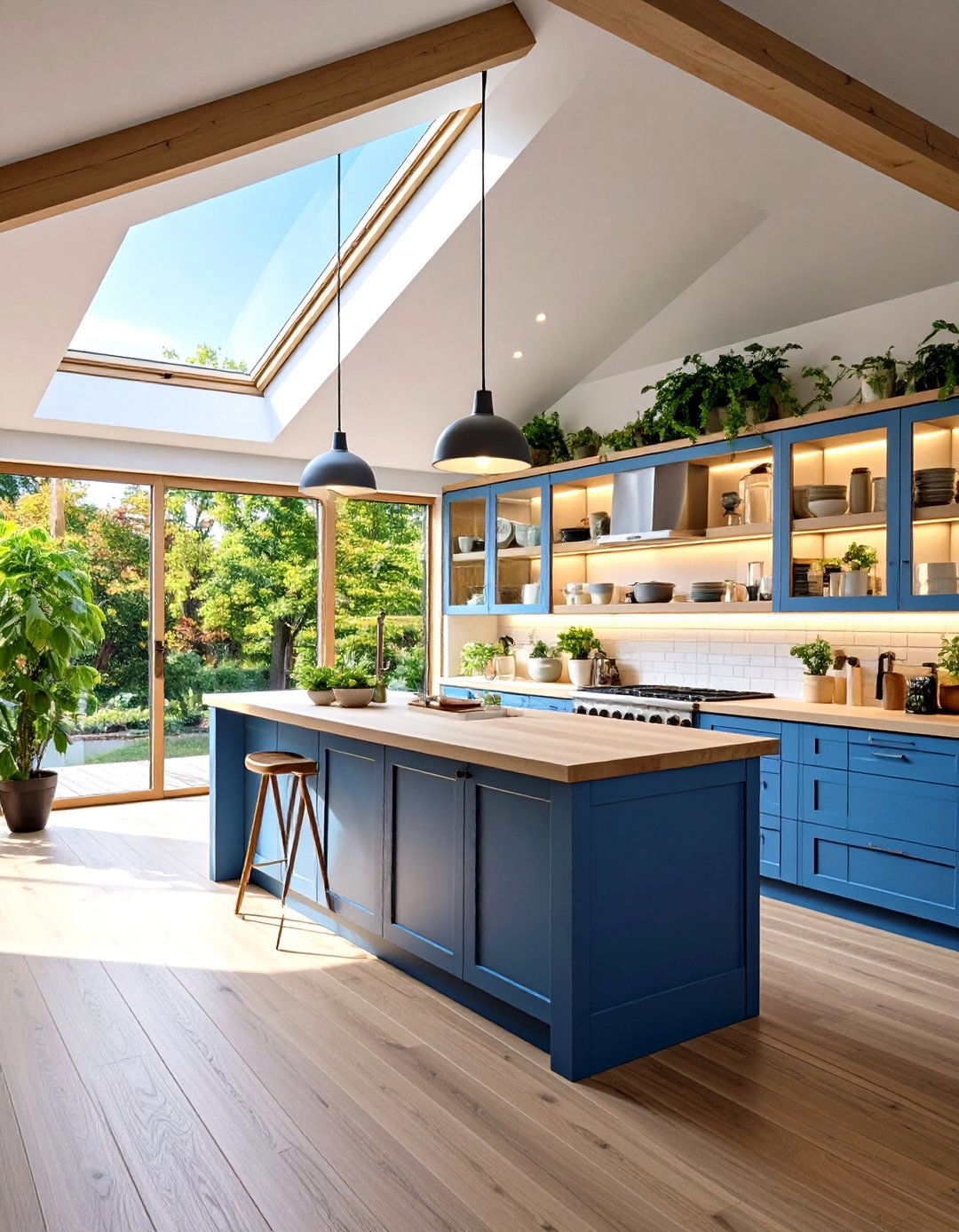 Install Glass Front or Open Frame Cabinets - 20 Sloped Ceiling Kitchen Ideas