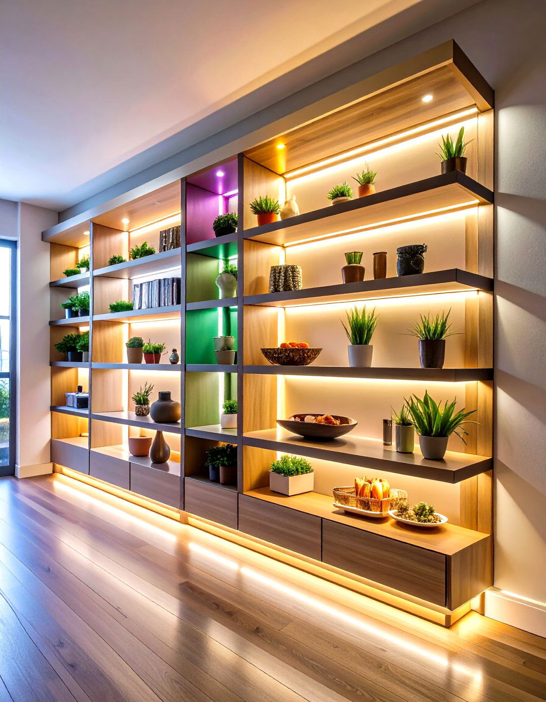 Install LED Backlighting - 20 Shelf Decor Ideas