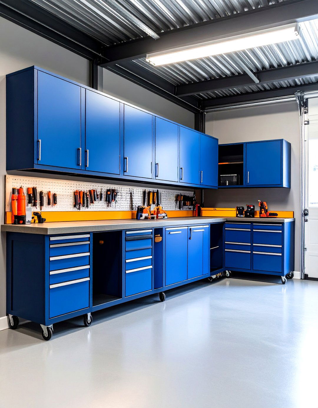 Install Modular Cabinets and a Rolling Workbench - 20 Garage Makeover Ideas