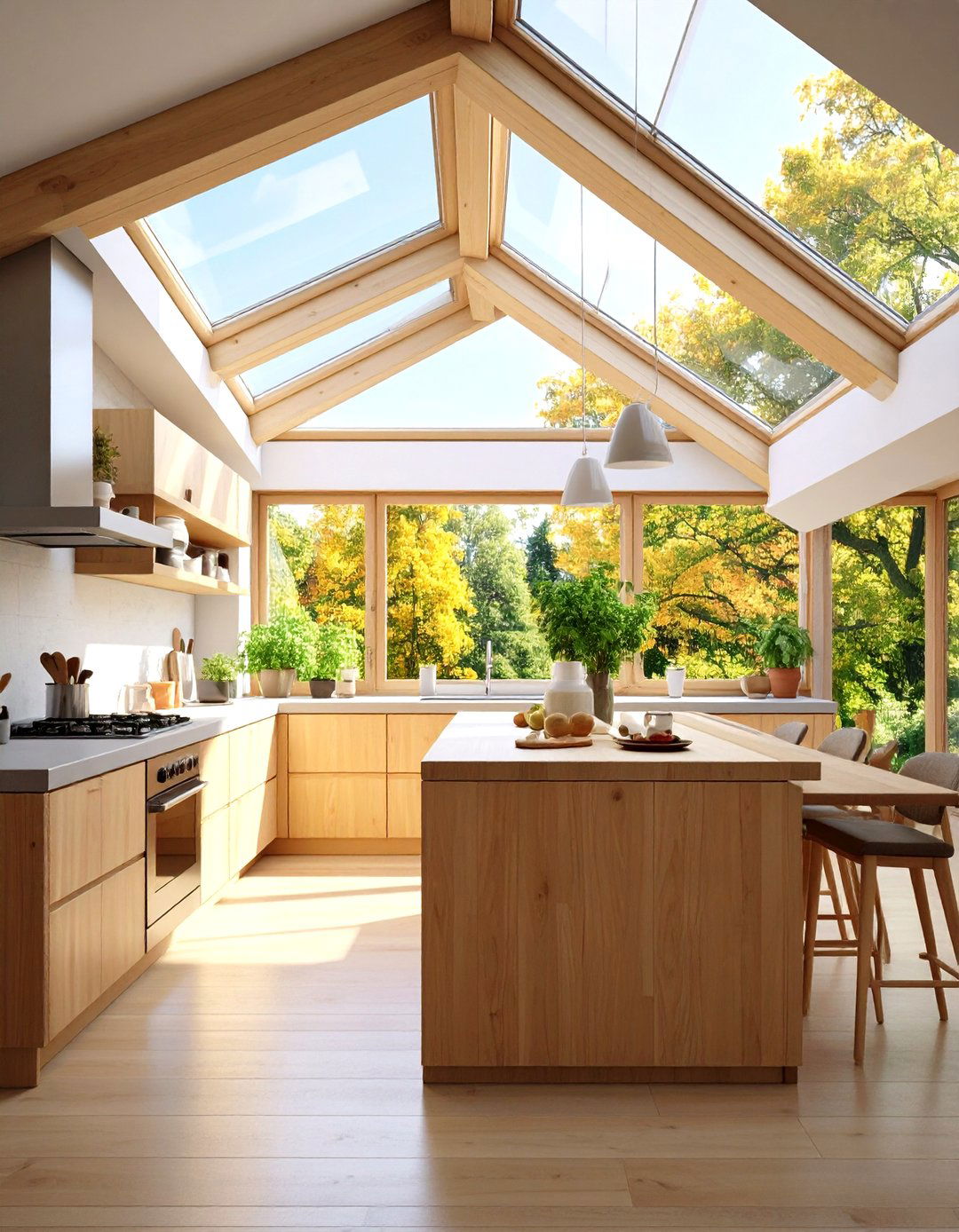 Install Skylights to Flood Light In - 20 Sloped Ceiling Kitchen Ideas
