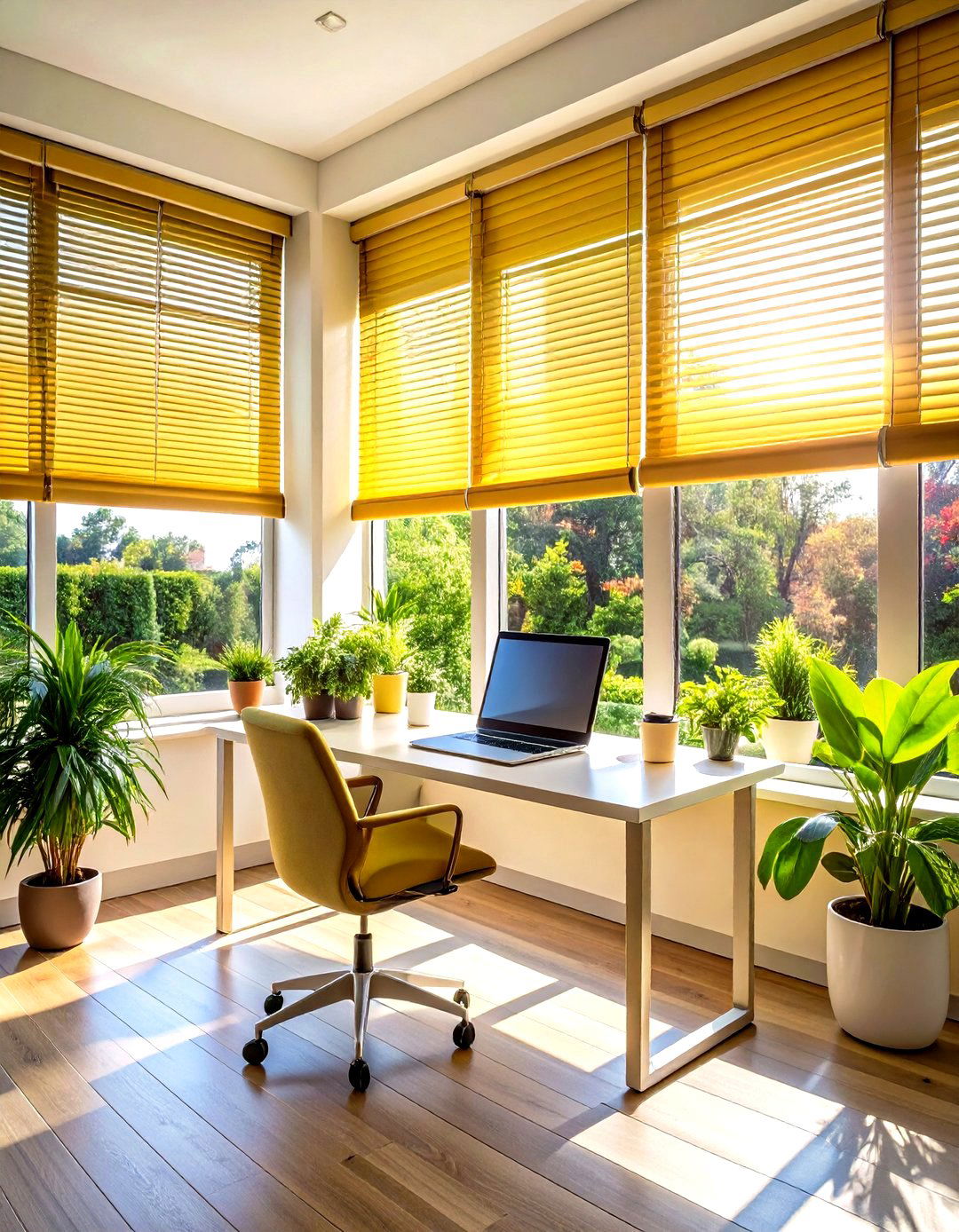 Install Smart Blinds or Shading Systems - 20 Sunroom Office Ideas