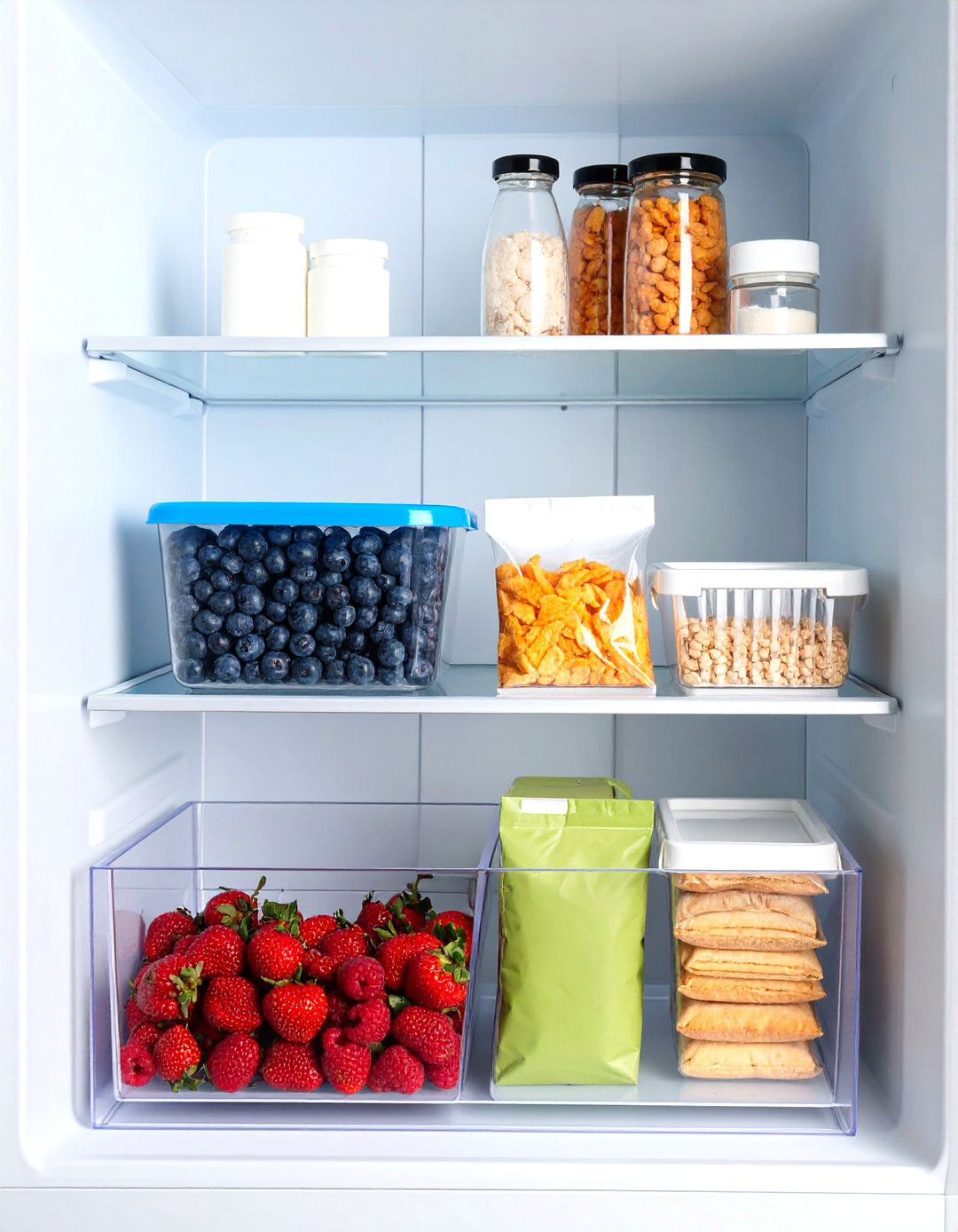 Install Stackable Drawer Inserts for Extra Fridge Real Estate - 20 Fridge Organization Ideas