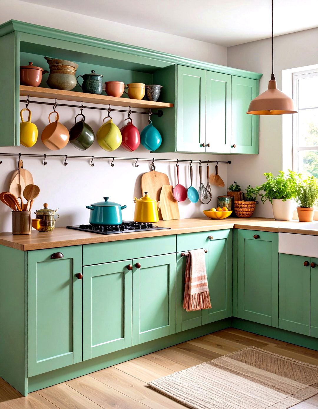 Install Under Cabinet Hooks - 20 Small Kitchen Ideas on a Budget
