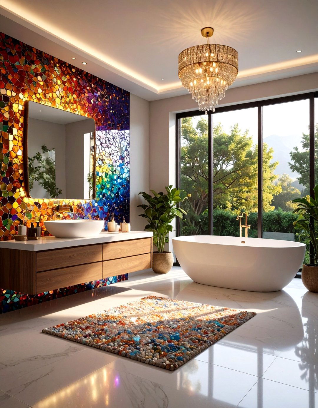 Install a Mosaic Accent Wall as Bathroom Artwork - 20 Eclectic Bathroom Ideas
