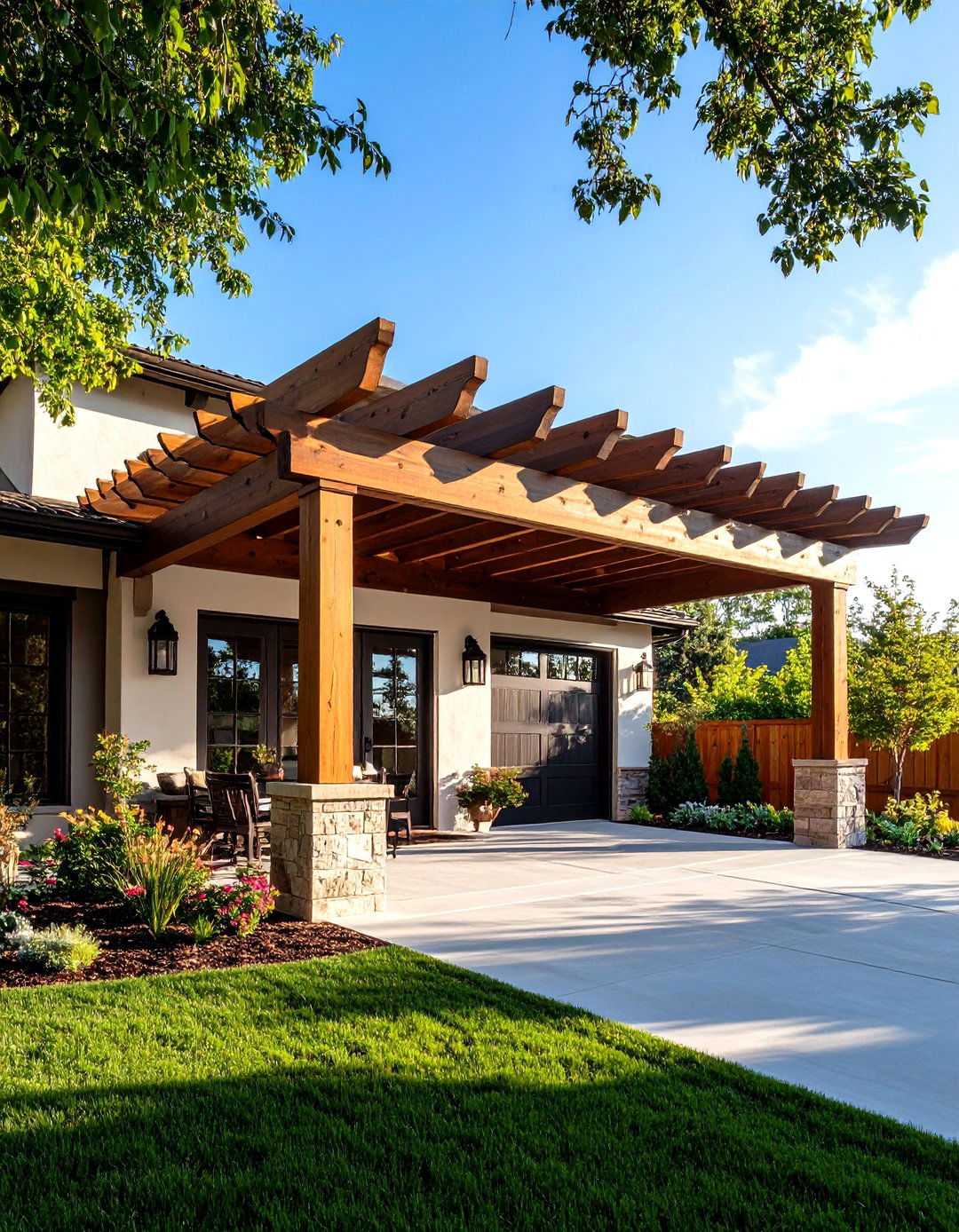 Install a Pergola Over the Garage or Entry - 20 Curb Appeal Inspiration for Ranch Homes