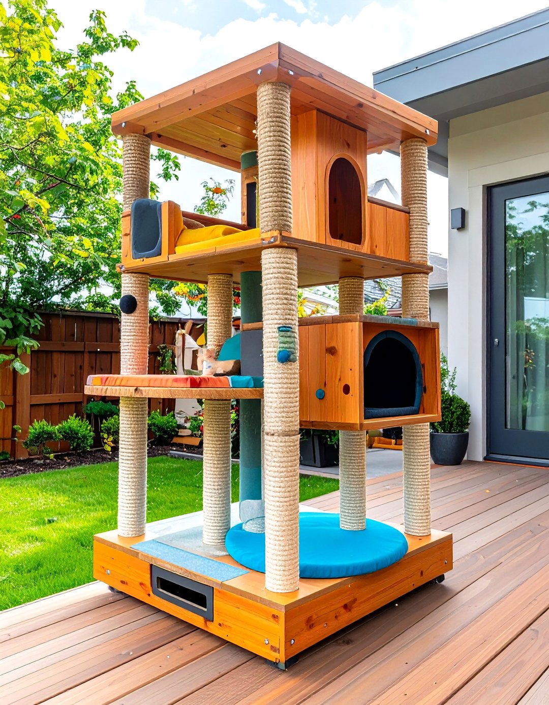 Insulated Outdoor Cat Tree with Heated Platforms - 20 Outdoor Cat Tree Ideas
