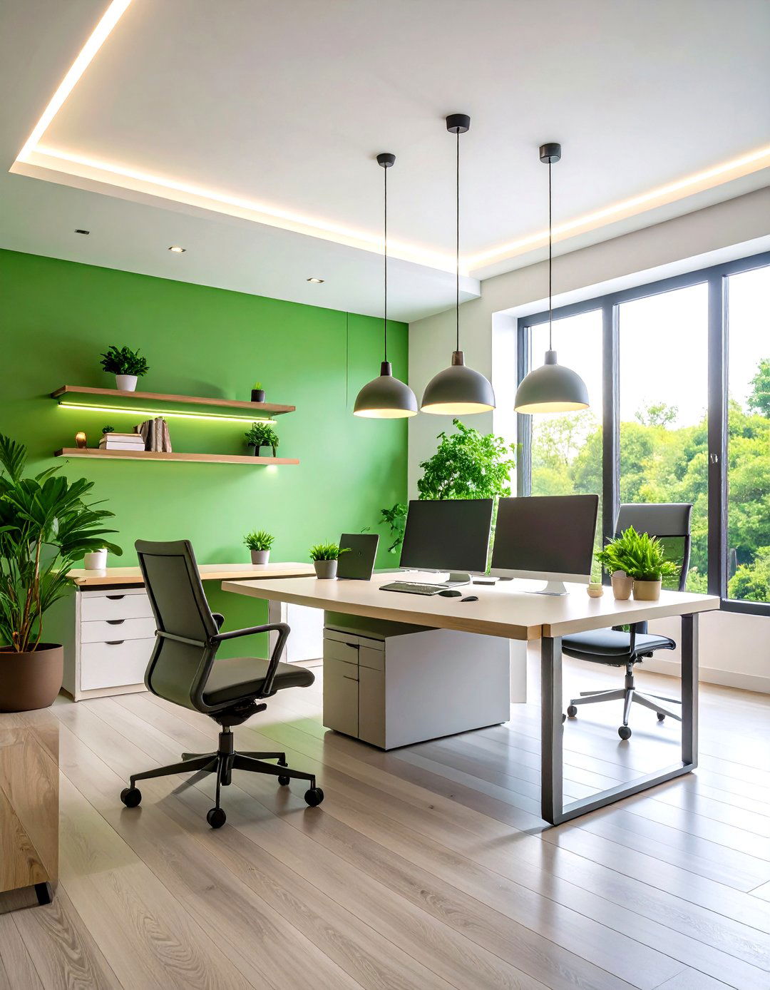 Integrate Indoor Plants for Air Quality and Calm - 20 Green Home Office Ideas