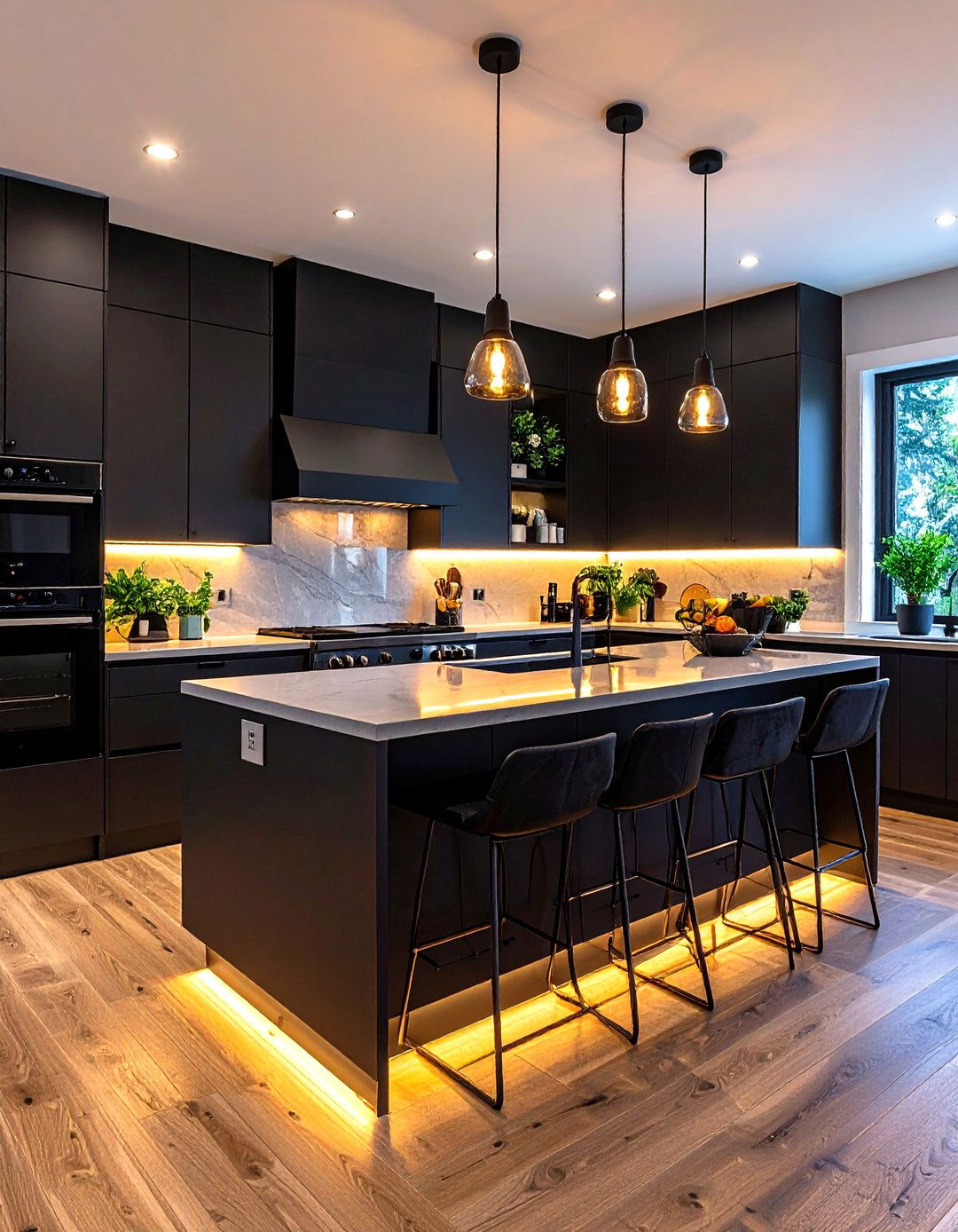 Integrate Under Cabinet Lighting - 20 Small Kitchen with Black Appliances Ideas
