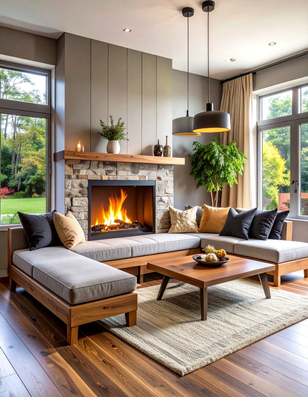Integrated Bench Hearth Seat - 20 Marble Fireplace Ideas