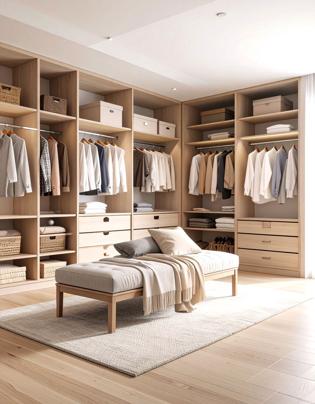 Integrated Bench Seating Closet Island - 20 Closet Island Ideas