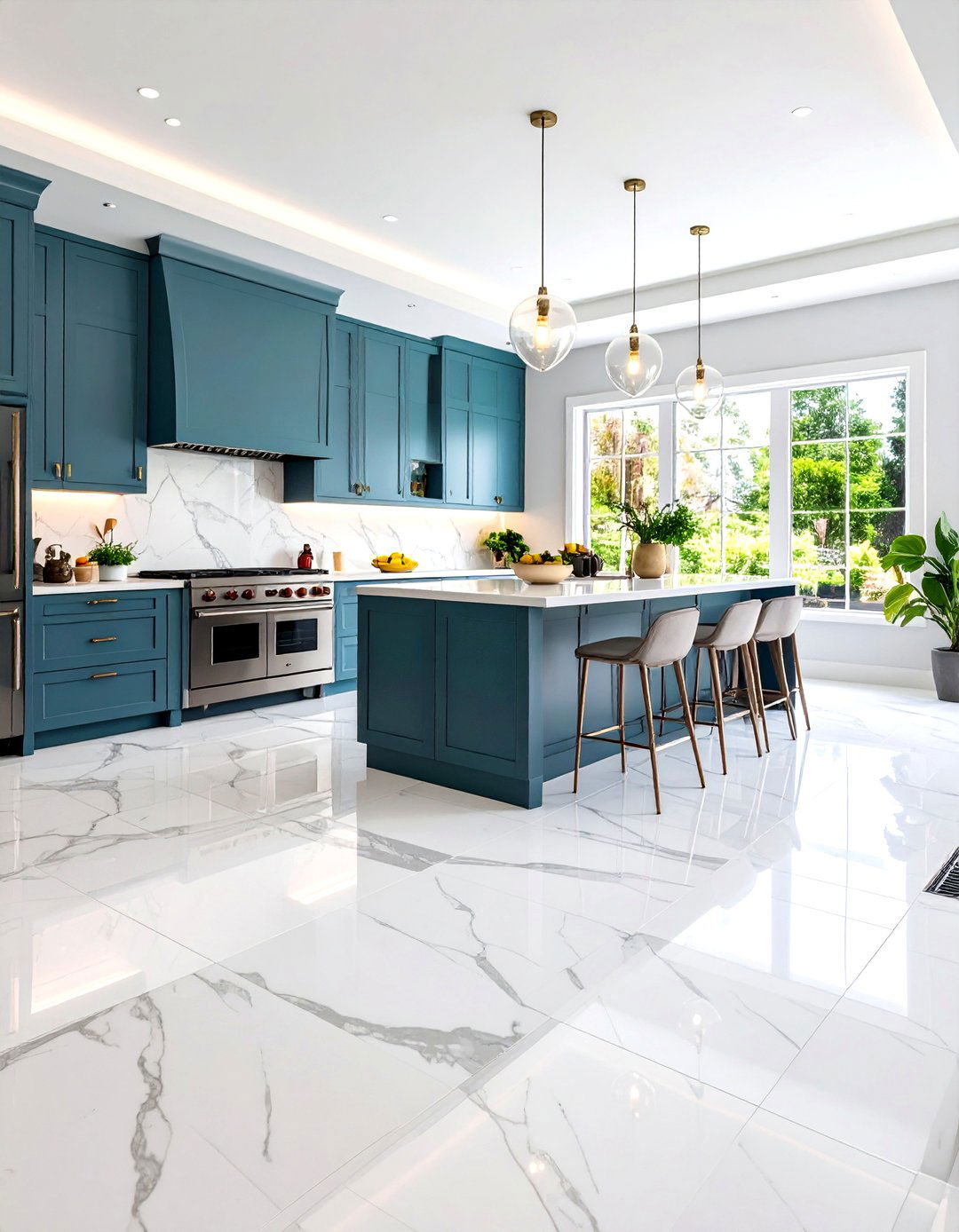 Integrated Drainage Marble Kitchen Floor - 20 Marble Kitchen Floor Ideas