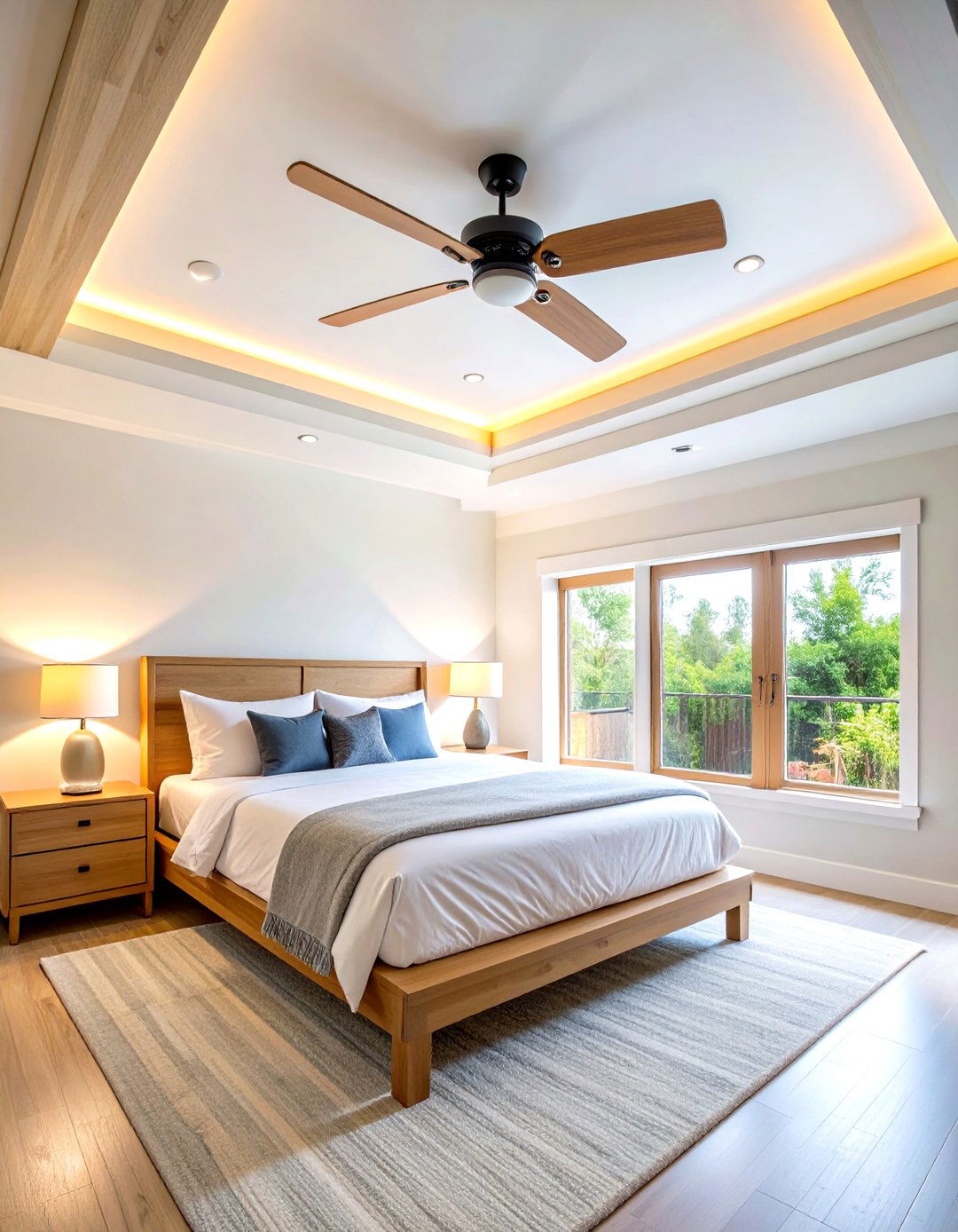 Integrated Fan Light Tray Ceiling - 20 tray ceiling ideas