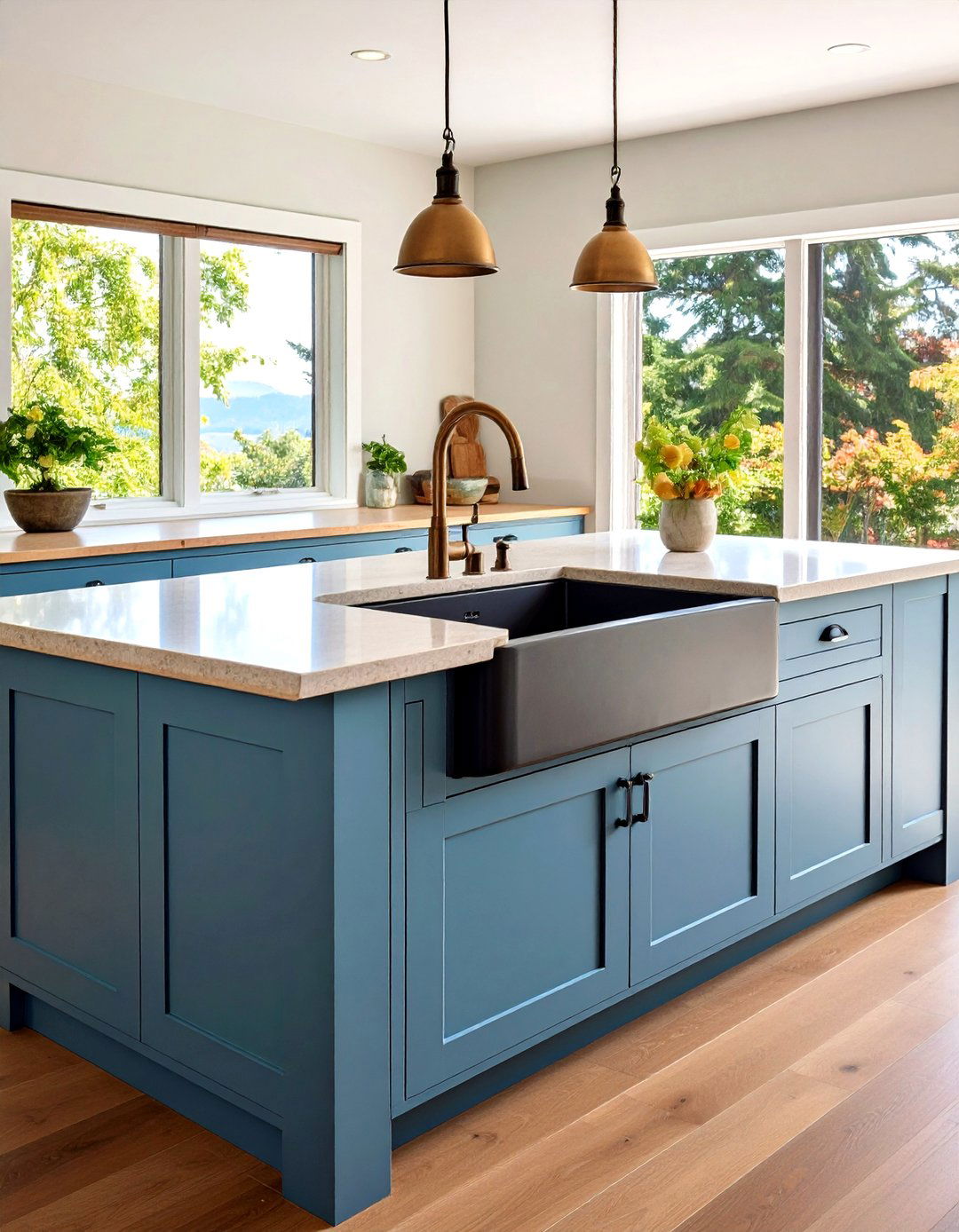 Integrated Farmhouse Sink Kitchen Island - 20 Rustic Kitchen Island Ideas
