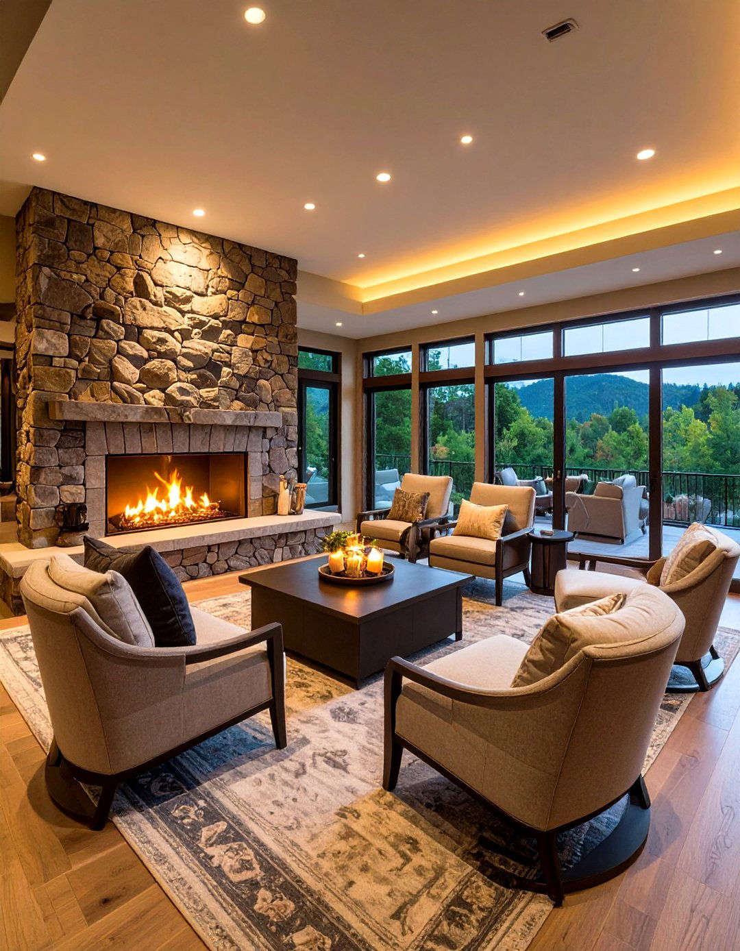 Integrated Fireplace Feature - 20 Sunken Living Room Ideas