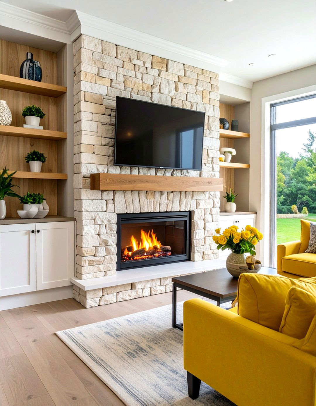 Integrated Fireplace Mantel - 20 Tv Room Ideas