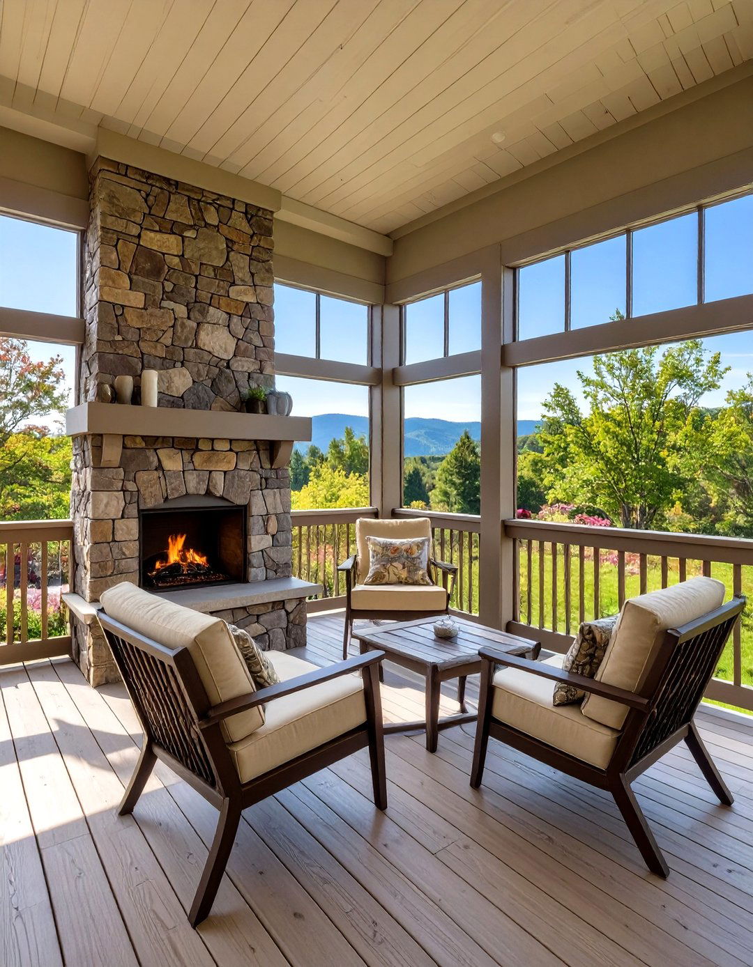 Integrated Fireplace or Heater - 20 Screened-in Deck Ideas