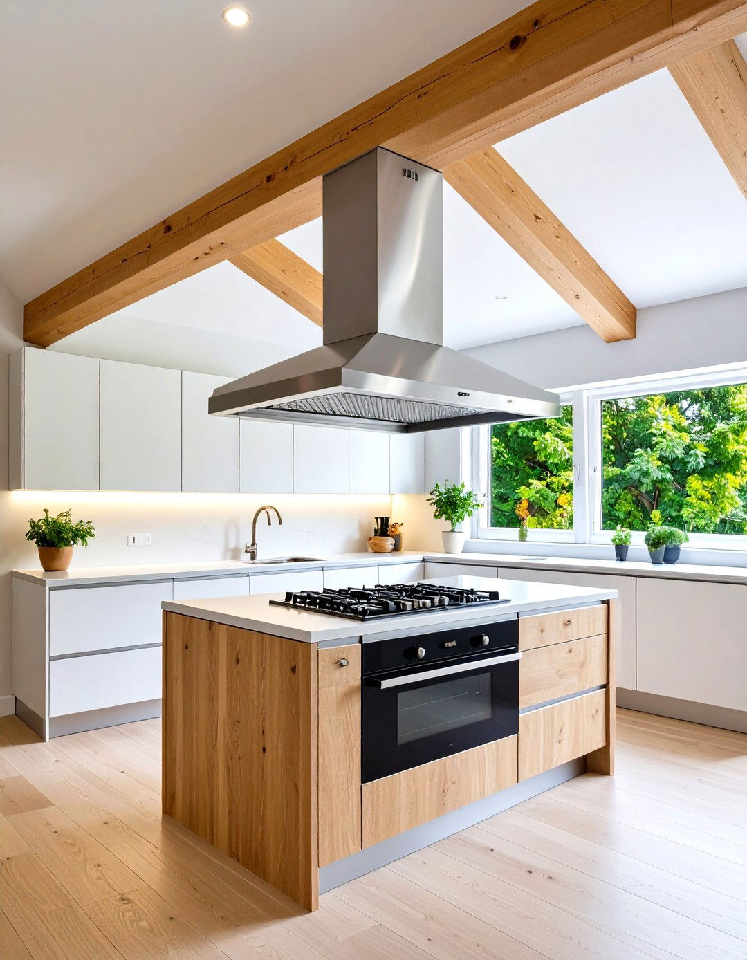 Integrated Kitchen Hood - 20 Vaulted Ceiling Kitchen Ideas