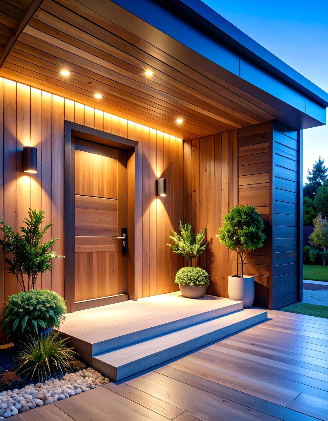 Integrated LED Lighting in Shiplap - 20 Shiplap Wall Entryway Ideas