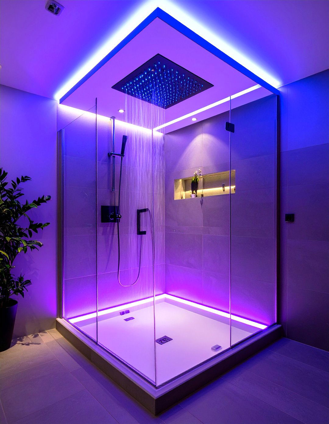 Integrated LED Lighting - 20 Small Bathroom Walk in Shower Ideas