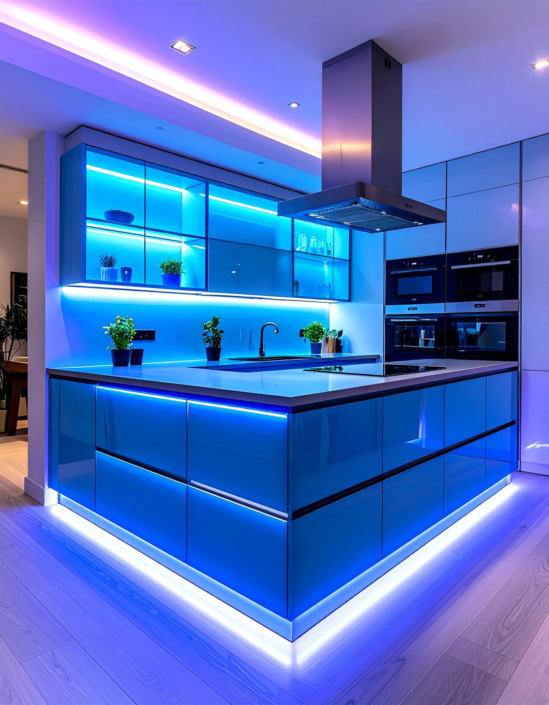 Integrated LED Modern Style Glass Kitchen Cabinets - 20 Modern Style Glass Kitchen Cabinets