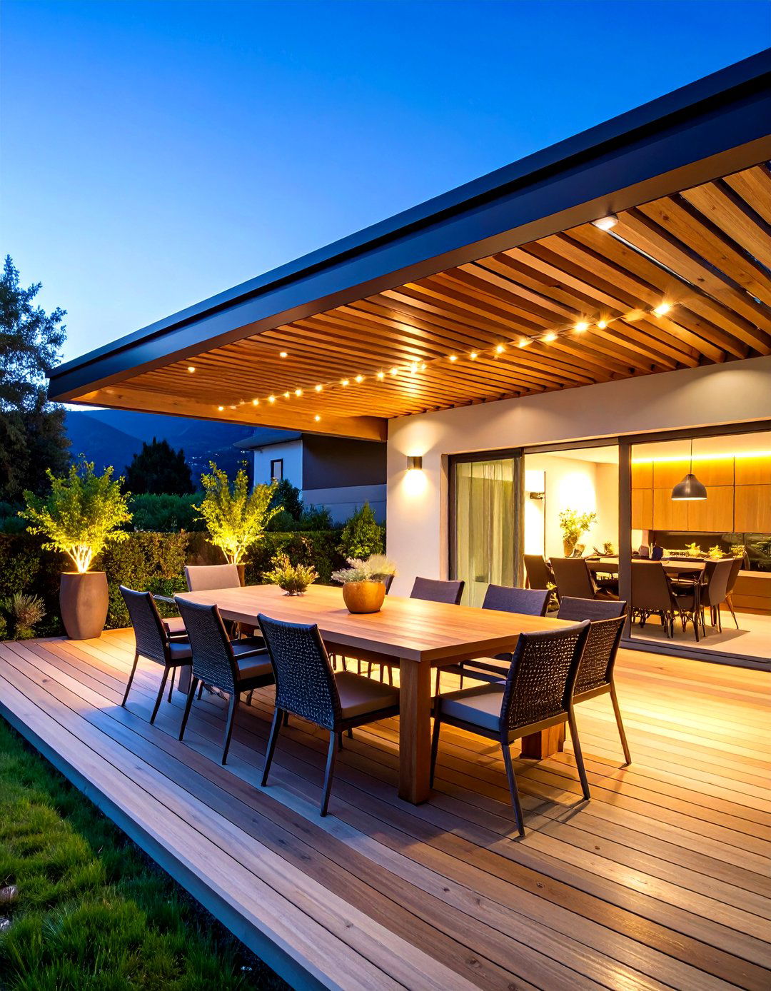 Integrated LED Wood Slat Patio Ceiling - 20 patio ceiling ideas