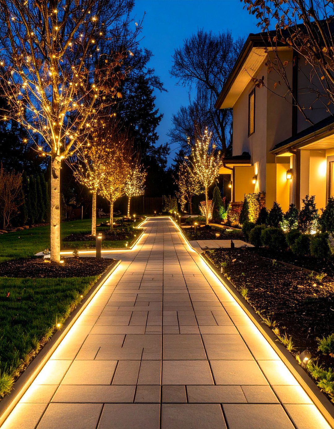 Integrated Lighting Concrete Paver Walkway - 20 Concrete Paver Walkway Ideas