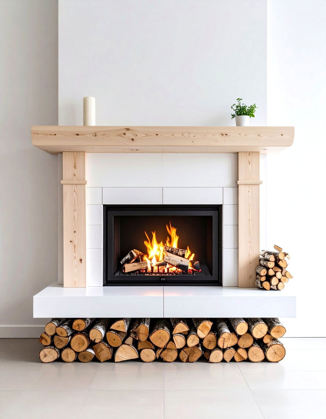 Integrated Lighting Highlights the Fireplace - 20 Fireplace Decor Ideas