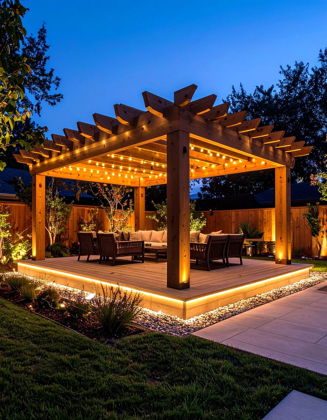 Integrated Lighting Pergola - 20 Small Patio Pergola Ideas