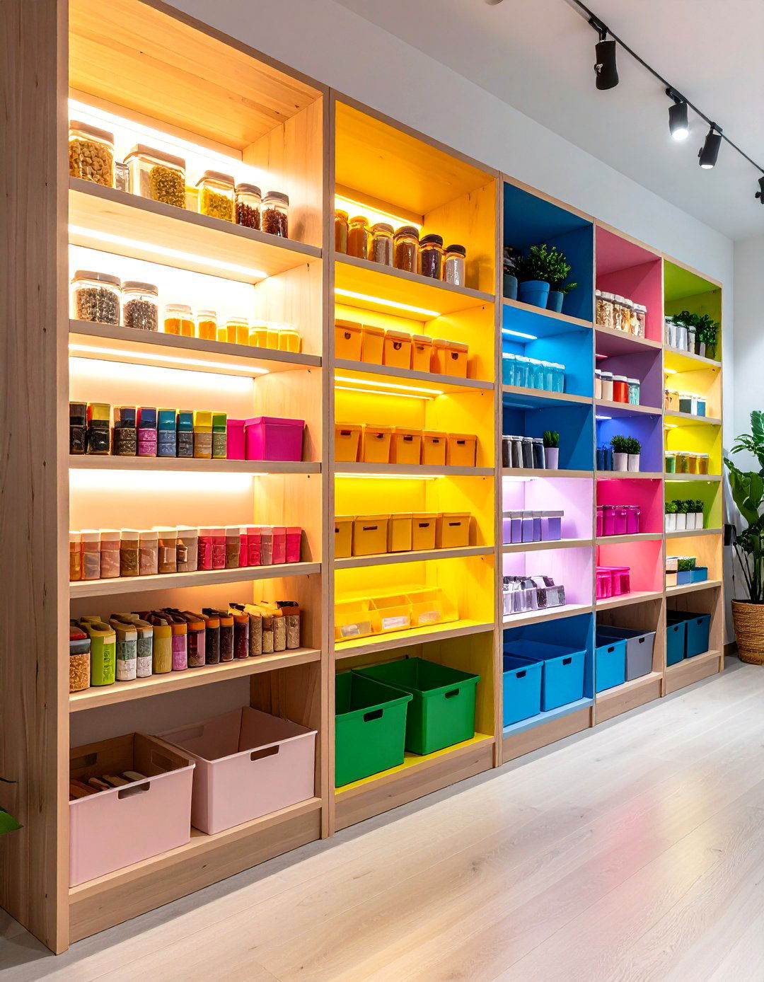 Integrated Lighting and Storage Combo Shelves - 20 Craft Room Organization Ideas