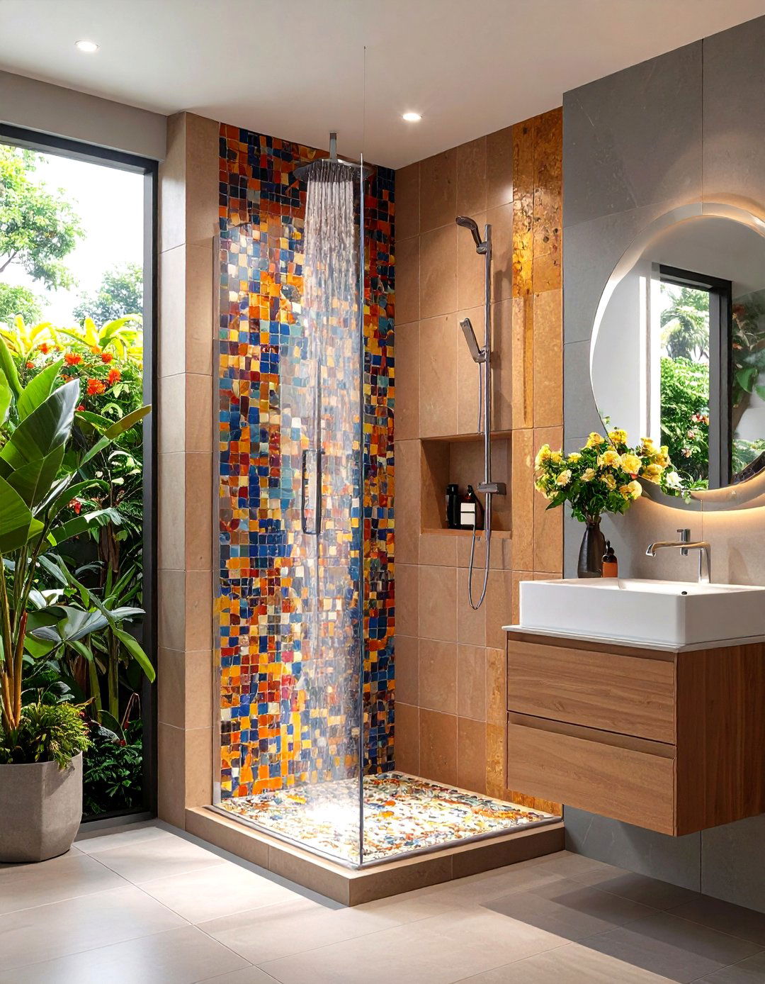 Integrated Niche with Contrasting Tile - 20 Shower Surround Ideas