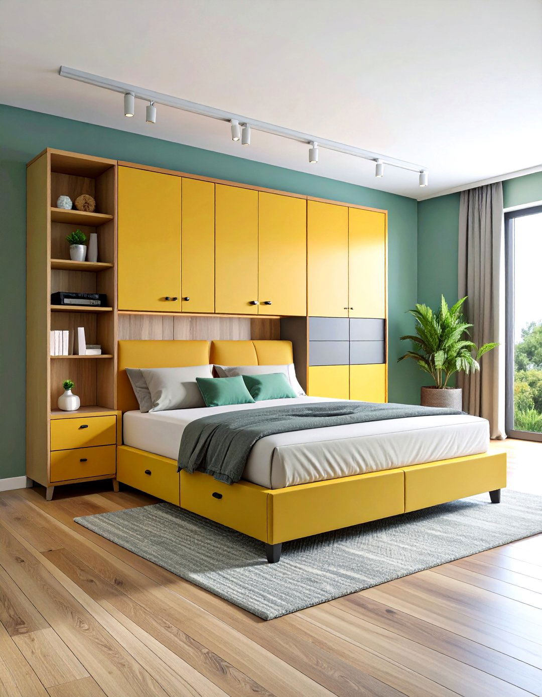 Integrated Nightstand Towers - 20 Built-in Wardrobe Ideas Around a Bed