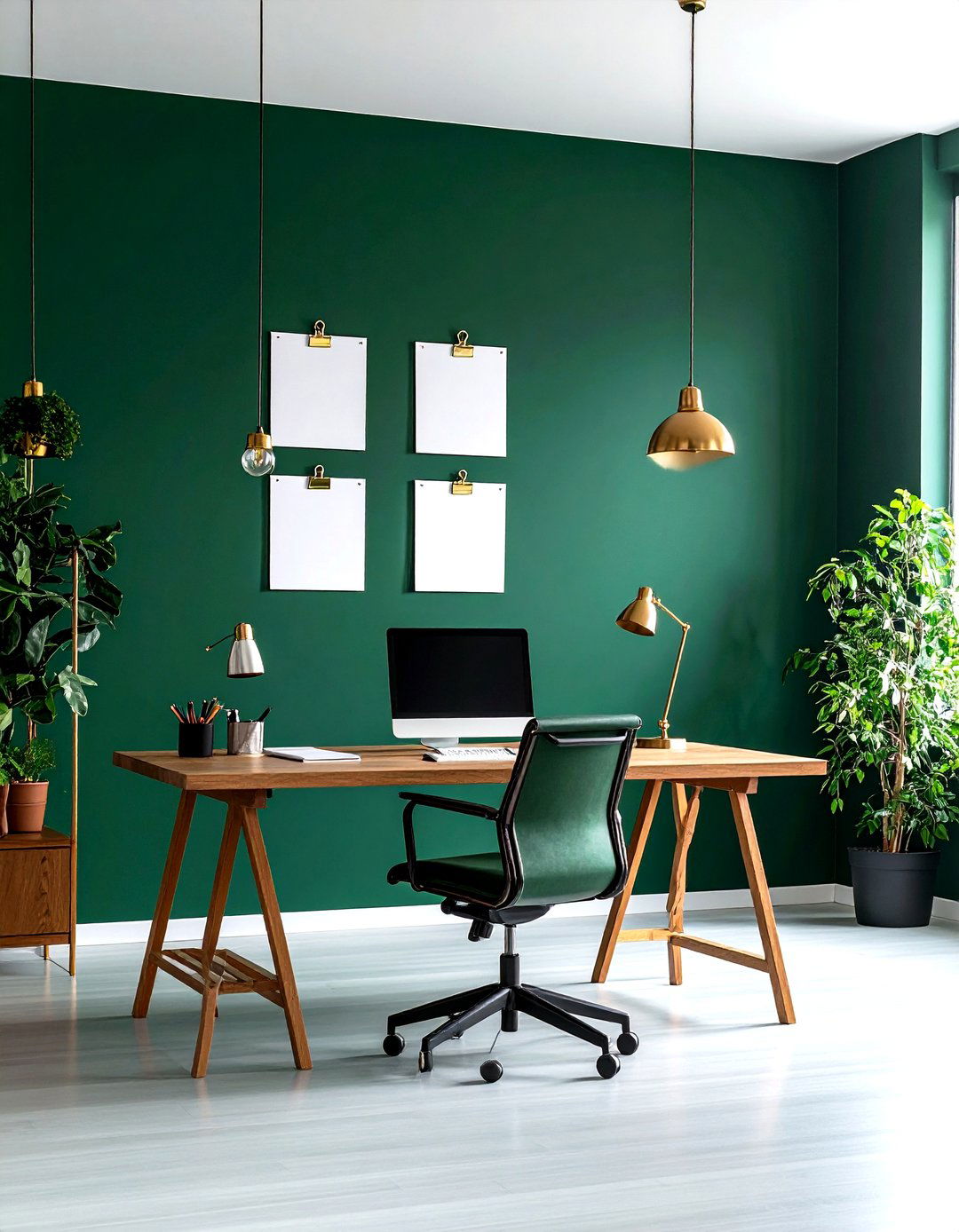 Integrated Pinboard Painted Dark Green - 20 Dark Green Office Ideas and Inspiration