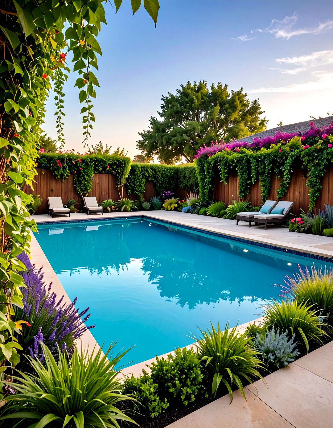Integrated Planter Borders - 20 Small Inground Pool Ideas