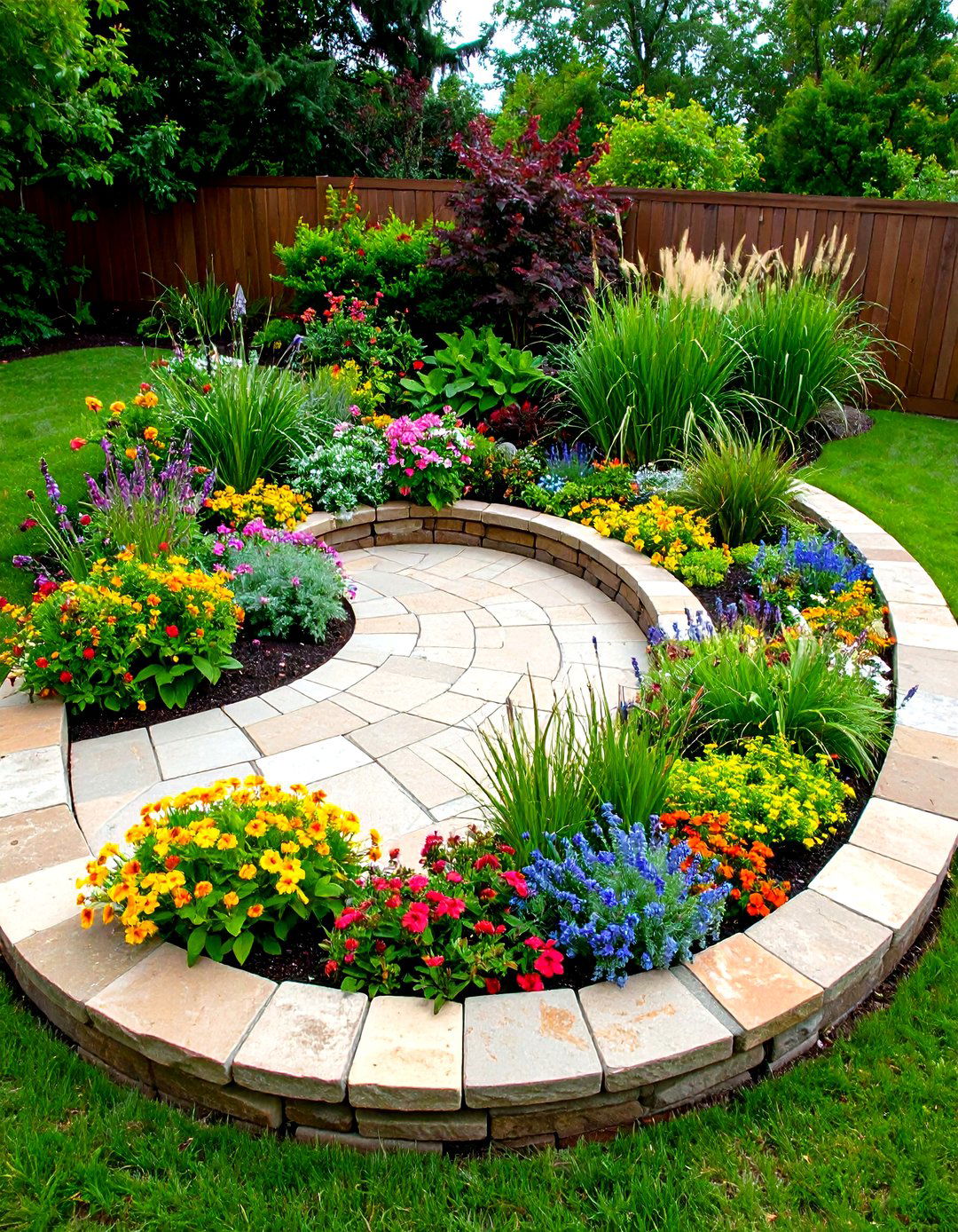 Integrated Planter Borders - 20 Semi Circle Patio Ideas and Inspiration