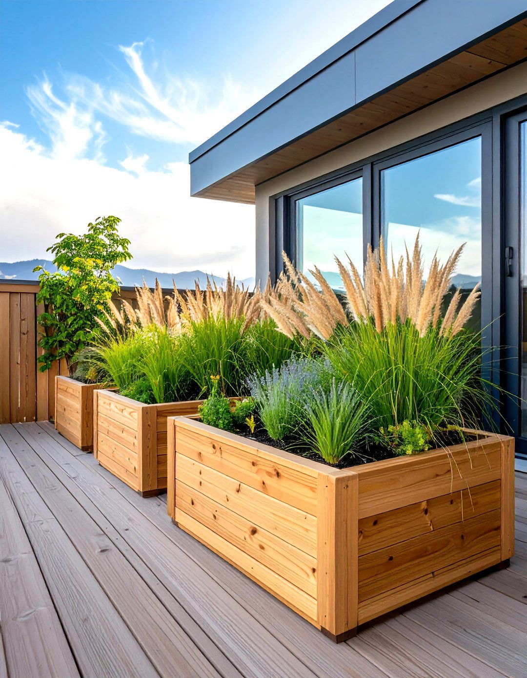 Integrated Planter Boxes Between Sunroom and Deck - 20 Sunroom and Deck Combo Ideas