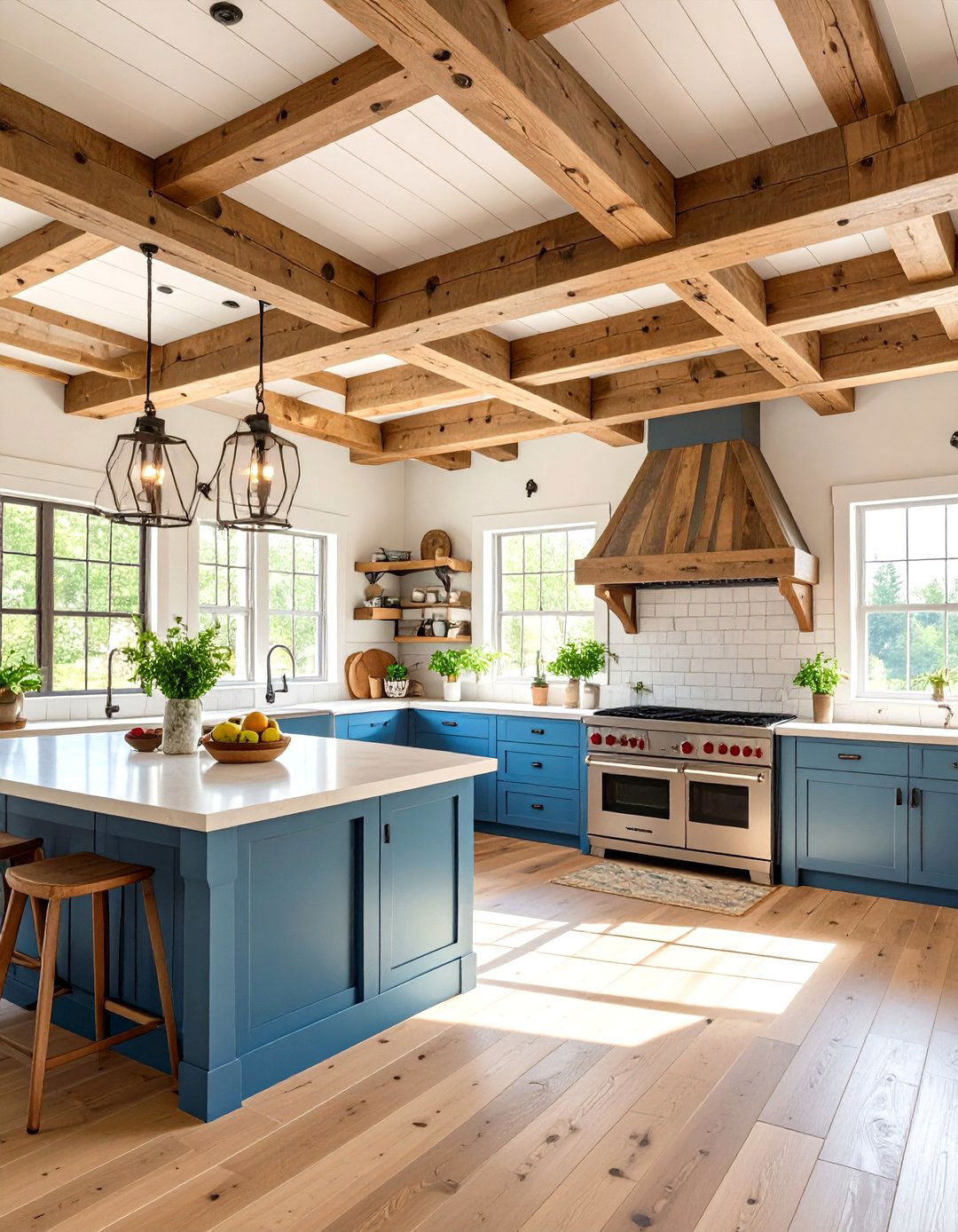 Integrated Wood Beam and Shiplap Ceiling Combination - 20 Wood Ceiling Ideas