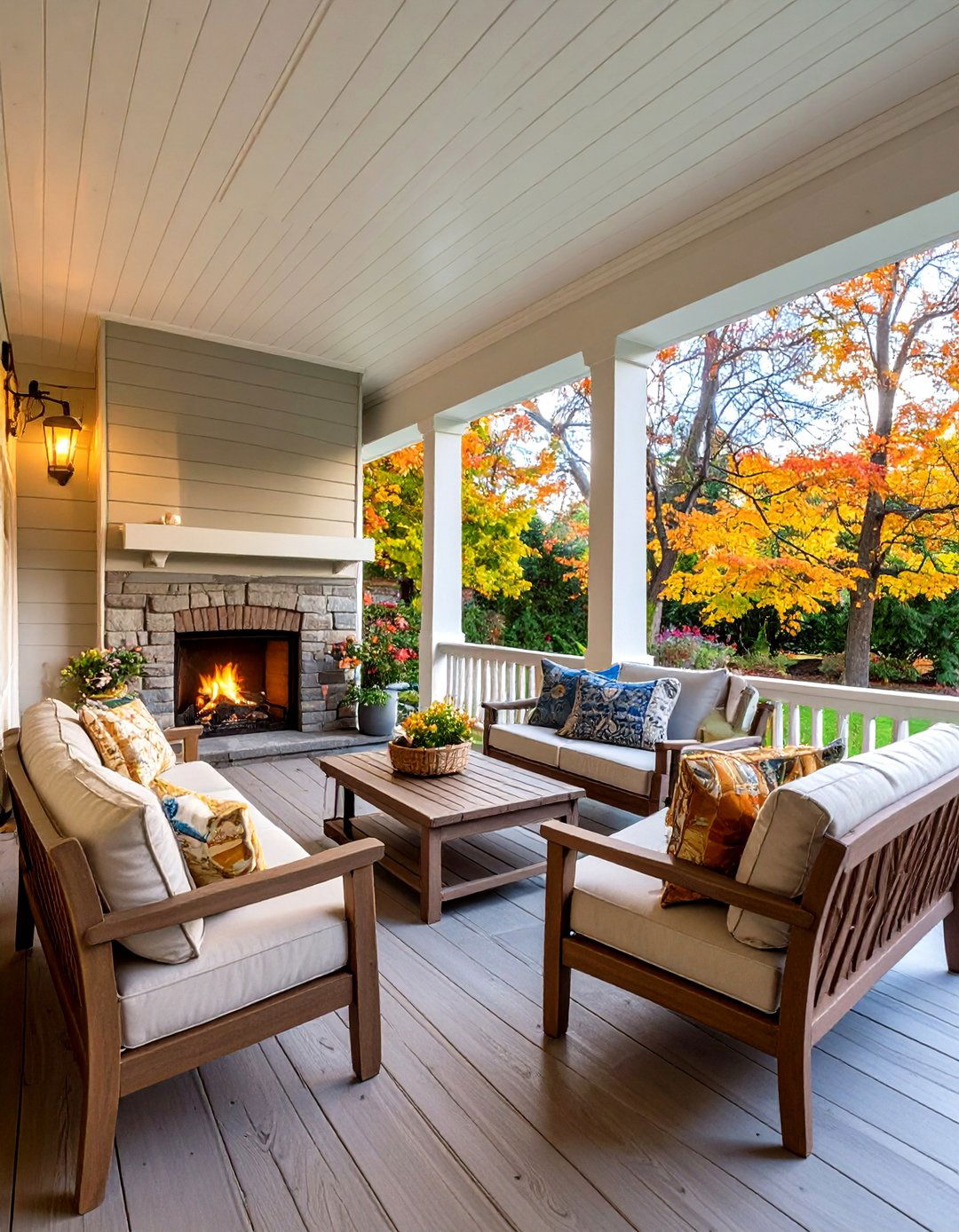 Integrating Built in Seating Around the Fireplace - 20 Screened-in Porch With Fireplace Ideas