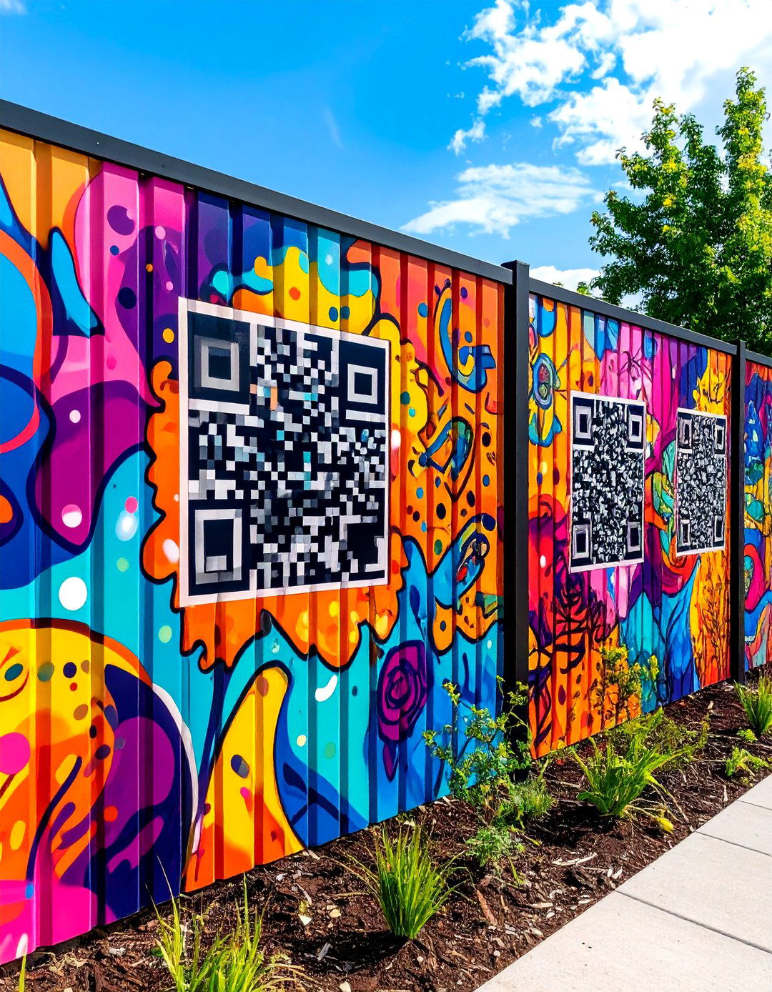 Interactive QR Code Fence Art Mural - 20 Fence Art Ideas