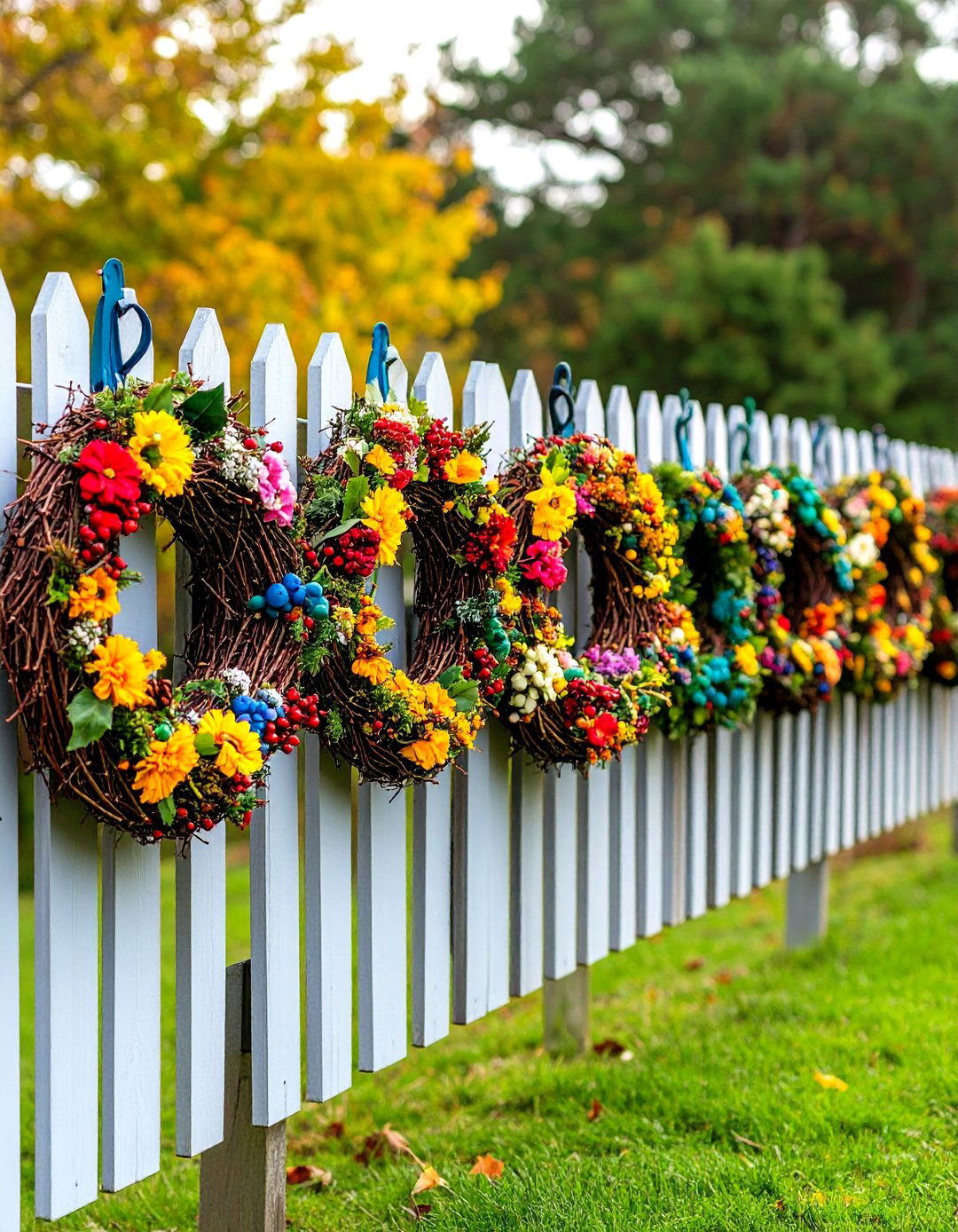 Interchangeable Seasonal Wreath Fence Art Hooks - 20 Fence Art Ideas