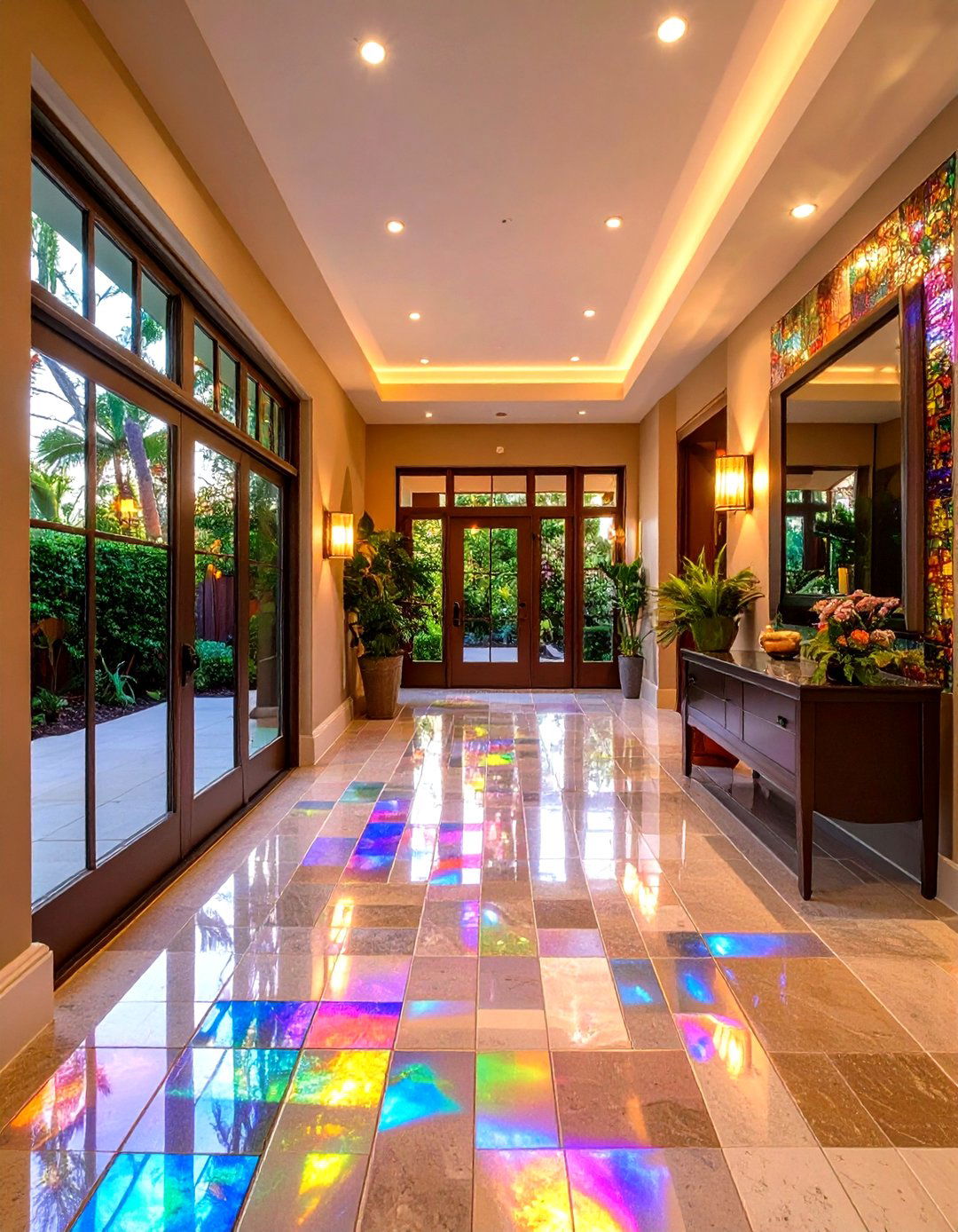 Intricate Glass Mosaic Accents - 20 Small Entryway Tile Floor Ideas