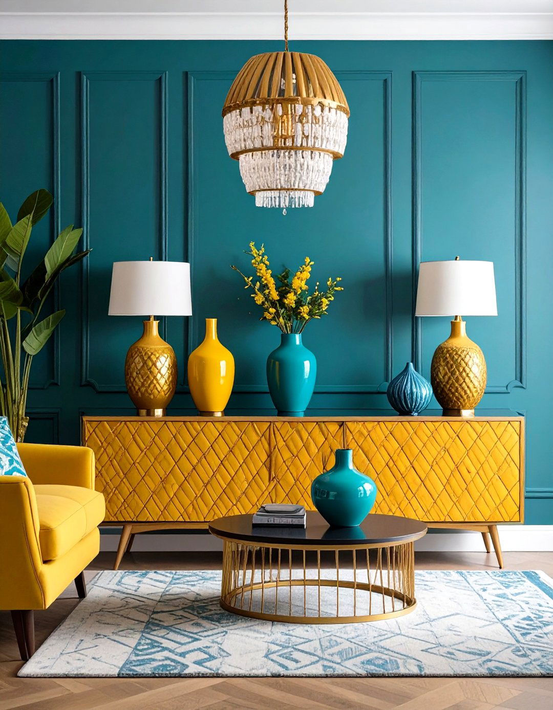 Introduce Bold Color Accents - 20 Tv Console Decor Ideas