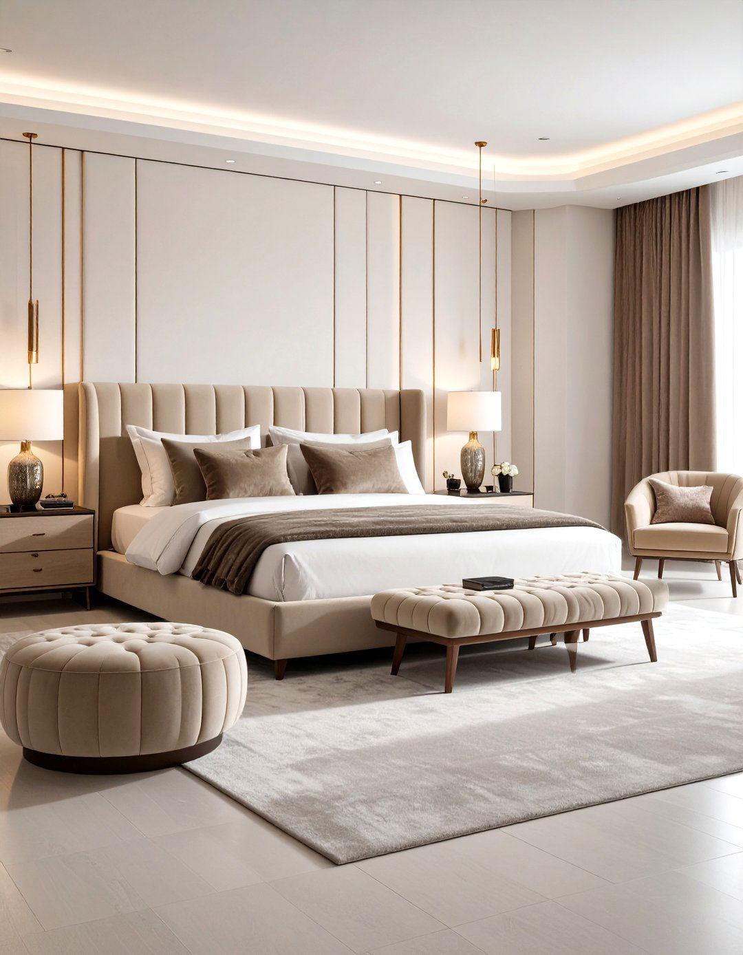 Introduce Curved Sculptural Furniture - 20 Glam Bedroom Ideas