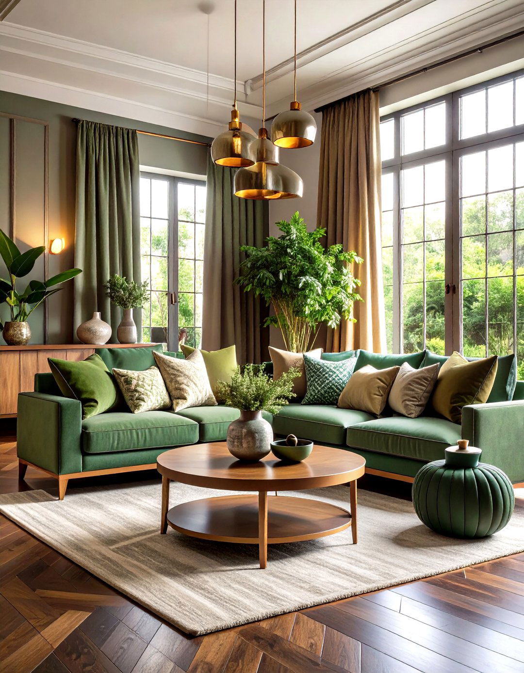 Introduce Earthy Green Accents for Organic Calm - 20 Dark Brown Floor Living Room Ideas