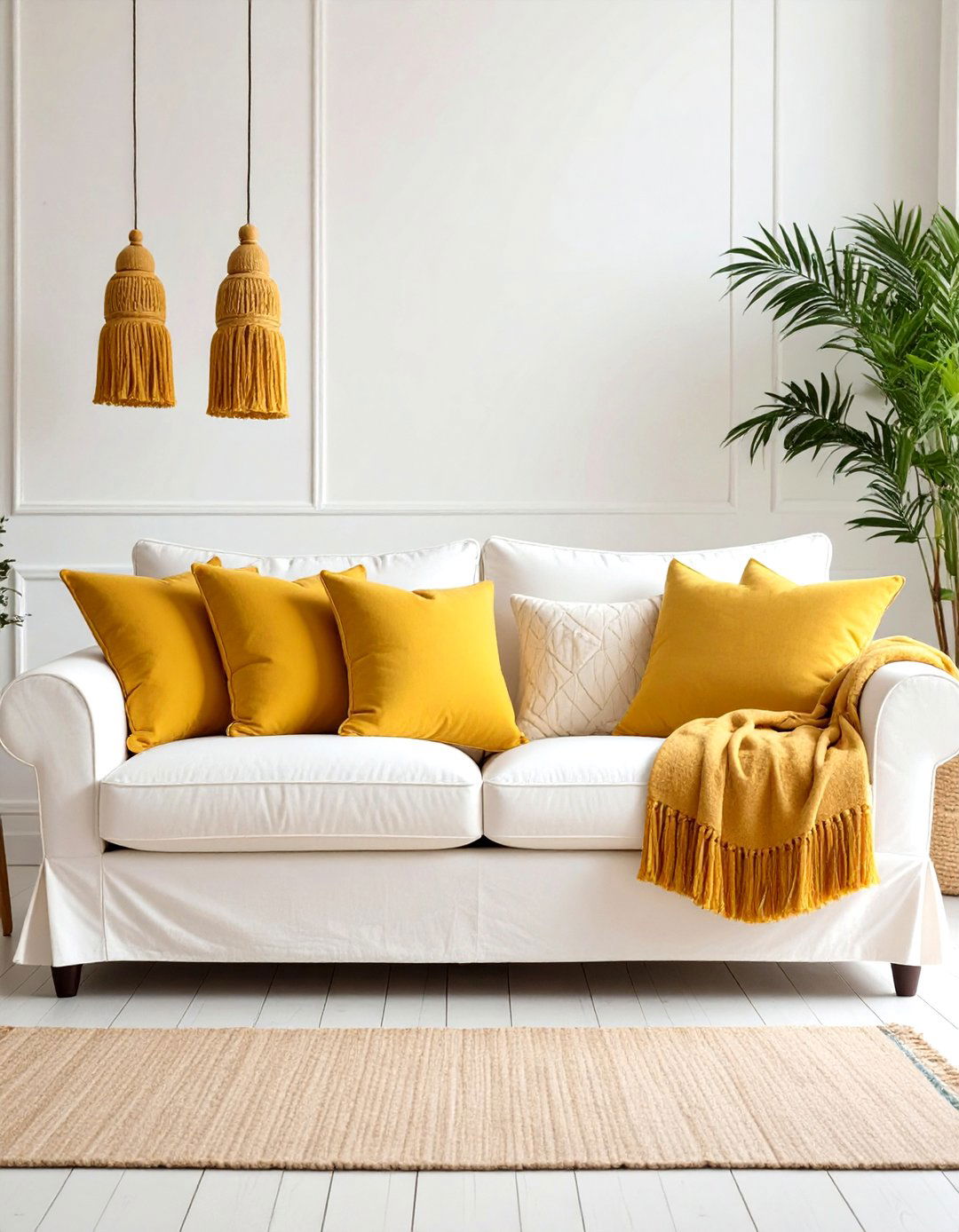 Introduce Mustard Accent Pillows - 20 Boho Farmhouse Decor Ideas