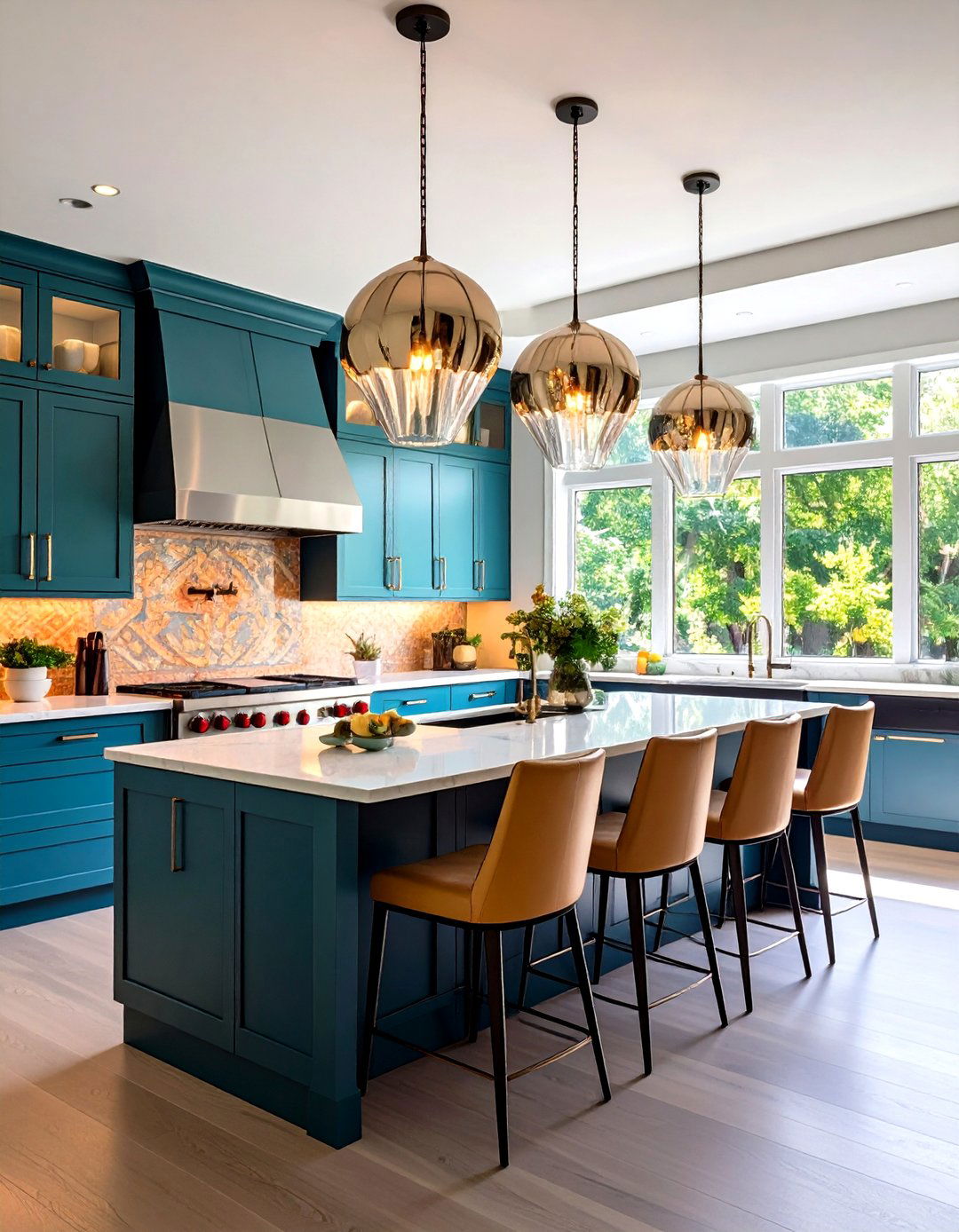 Introduce Statement Lighting - 20 Small White Kitchen Ideas