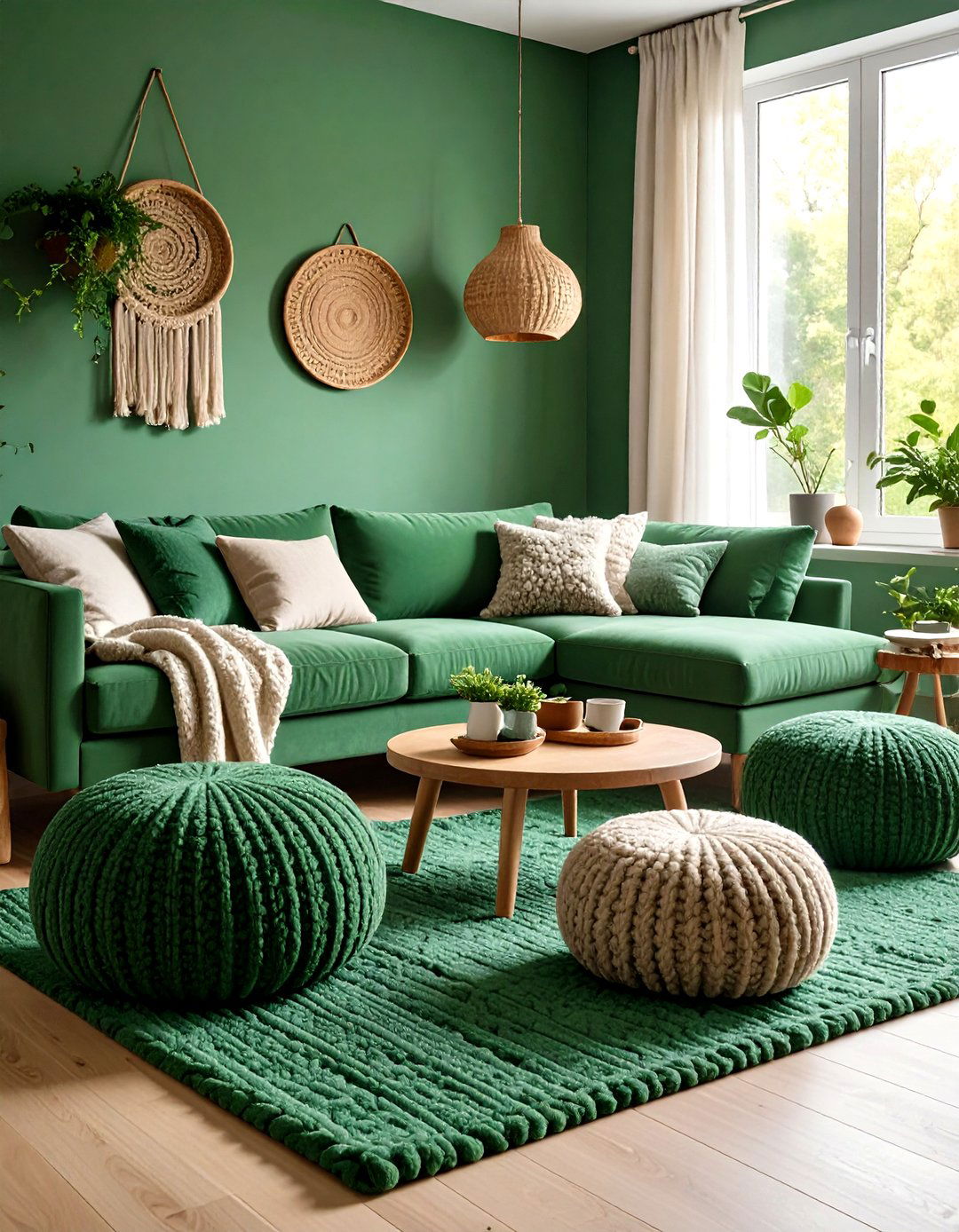 Introduce Tactile Forest Green Textiles - 20 Forest Green Living Room Ideas
