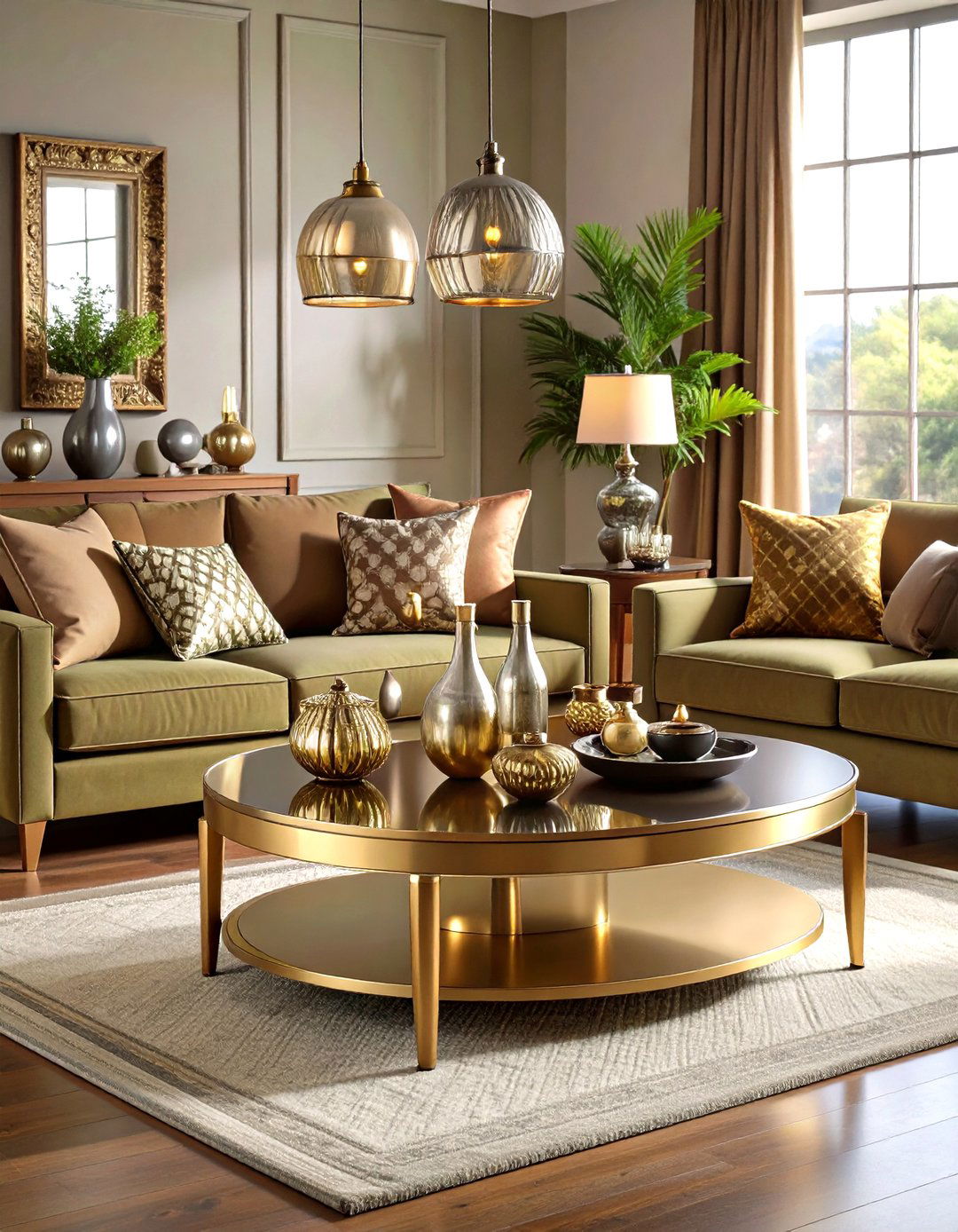 Introduce Warm Metals for Luxe Contrast - 20 Black and Brown Living Room Ideas